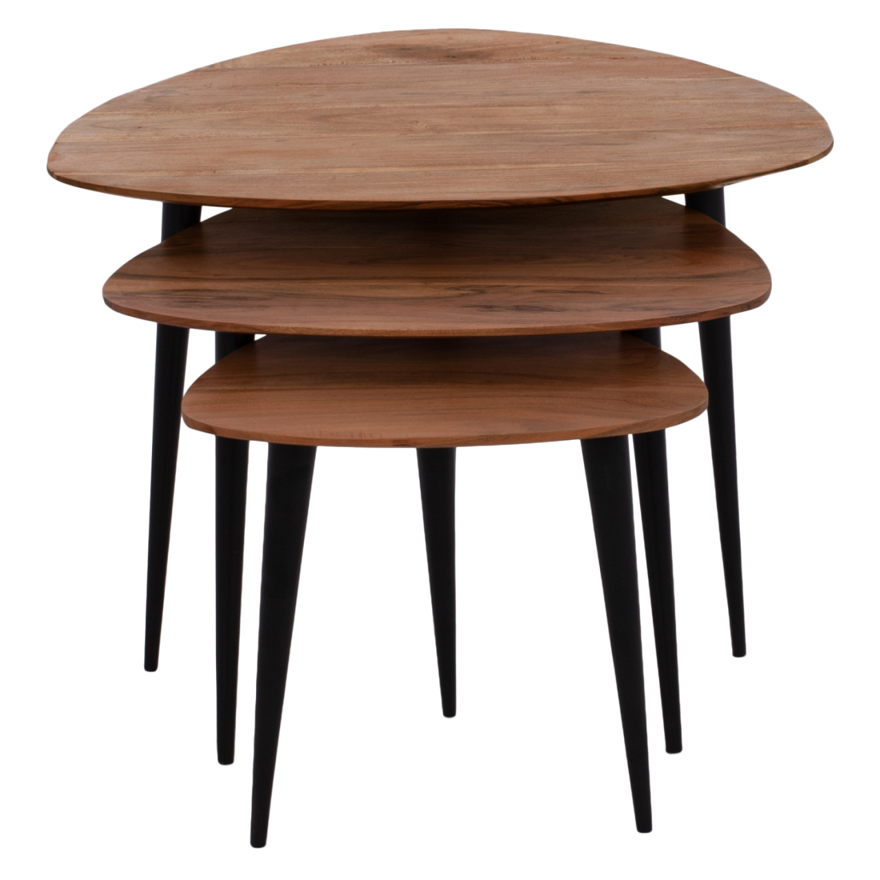 3 NESTING TABLES EMILIANO HM9256 ACACIA WOOD WITH METAL BLACK LEGS 69,5x67x46H CM. [4]