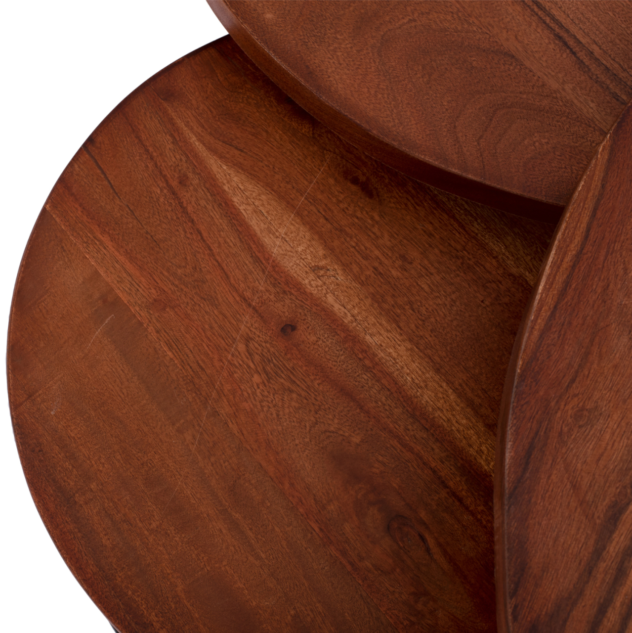 3 NESTING TABLES OBI HM9255 ACACIA WOOD WITH METAL BLACK LEGS 78x78x47H CM. [5]