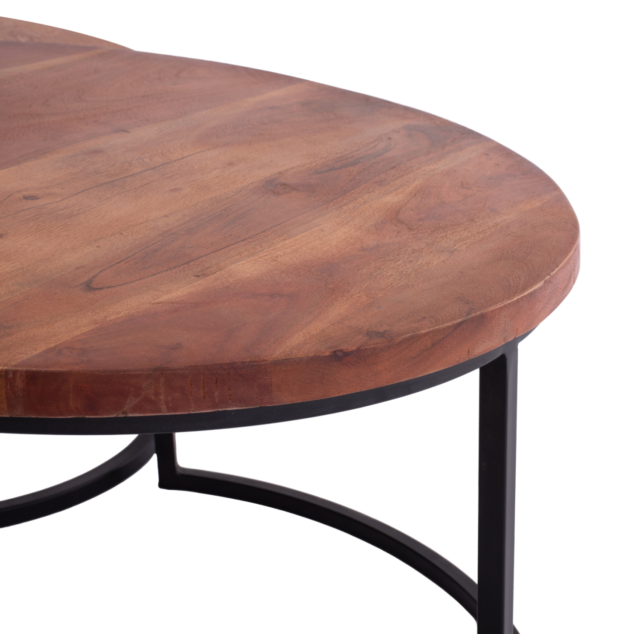 3 NESTING TABLES OBI HM9255 ACACIA WOOD WITH METAL BLACK LEGS 78x78x47H CM. [6]