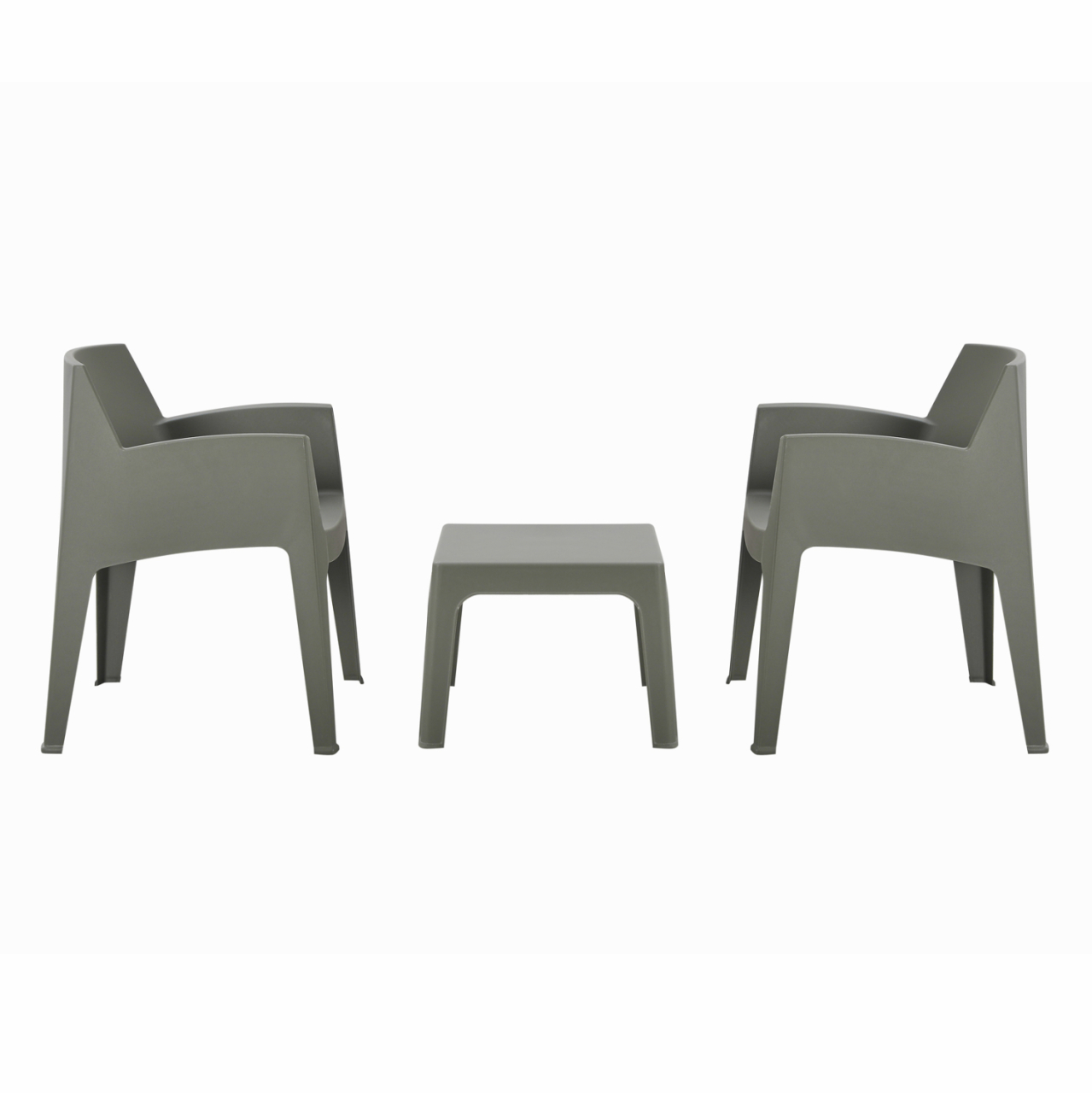 3PCS SET POLYPROPYLENE SLEEK HM21267.05 COFFEE TABLE and 2 ARMCHAIRS - DARK OLIVE GREEN [4]