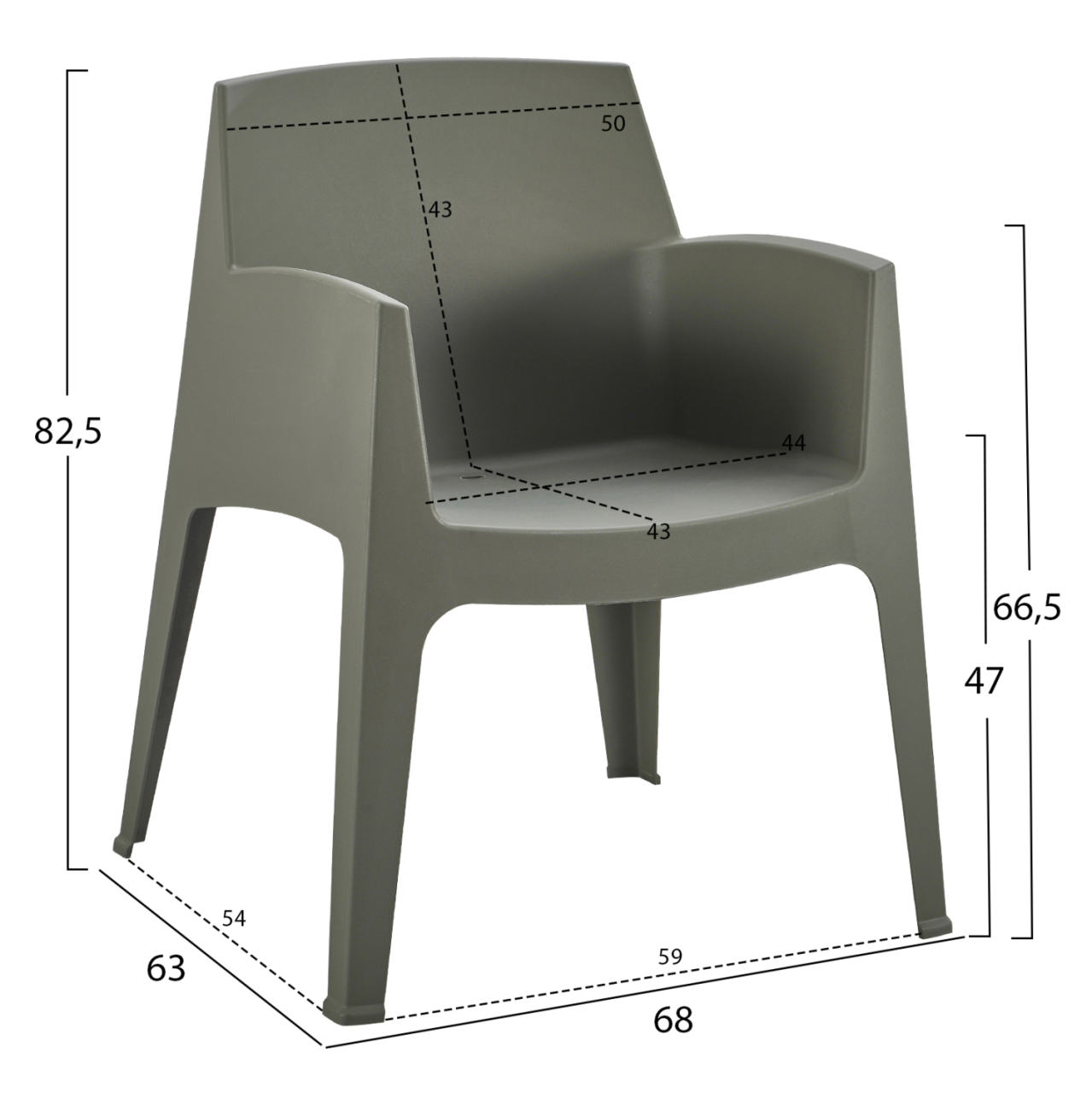 3PCS SET POLYPROPYLENE SLEEK HM21267.05 COFFEE TABLE and 2 ARMCHAIRS - DARK OLIVE GREEN [2]