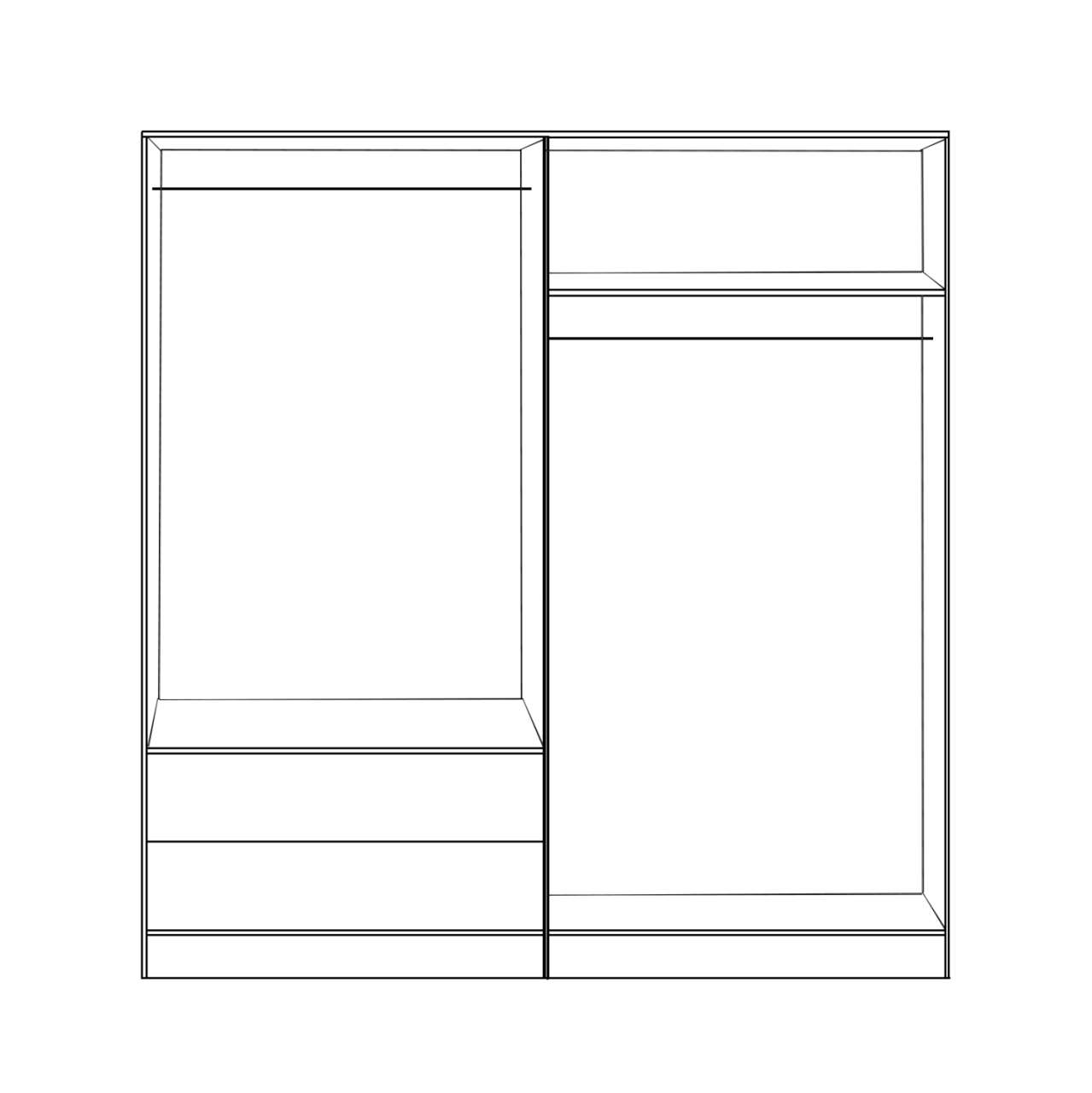 4-LEAF WARDROBE WITH 2 DRAWERS JENNA HM11351.01 MELAMINE IN ZEBRANO 160x42x181Hcm. [3]