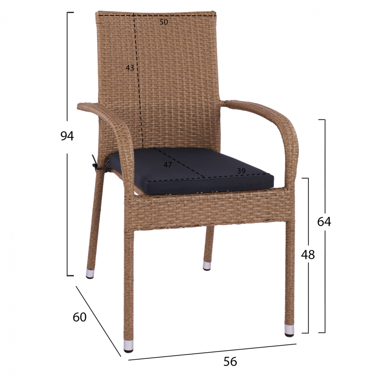 ΣΕΤ ΤΡΑΠΕΖΑΡΙΑΣ 5ΤΜΧ ΤΡΑΠ. 120Χ70 and ΠΟΛΥΘΡΟΝΕΣ WICKER RATTAN ΜΠΕΖ ΚΑΦΕ HM11711.32 [3]