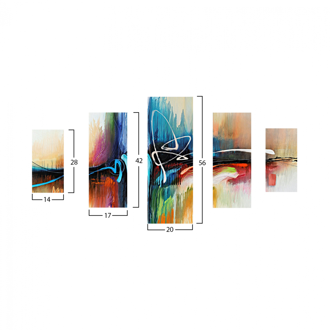 5 PCS MDF PAINTING ABSTRACT COLORS 82Χ56x3 HM7202.02 [2]