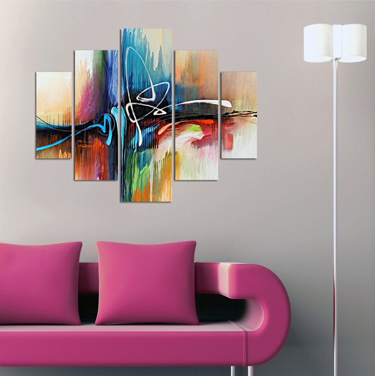 5 PCS MDF PAINTING ABSTRACT COLORS 82Χ56x3 HM7202.02 [3]