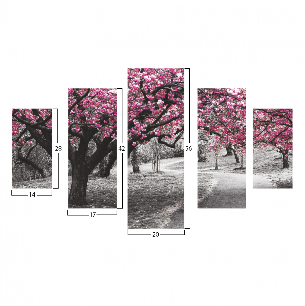 5 PCS MDF PAINTING BLOOMING TREE 82Χ56x3 HM7207.04 [2]