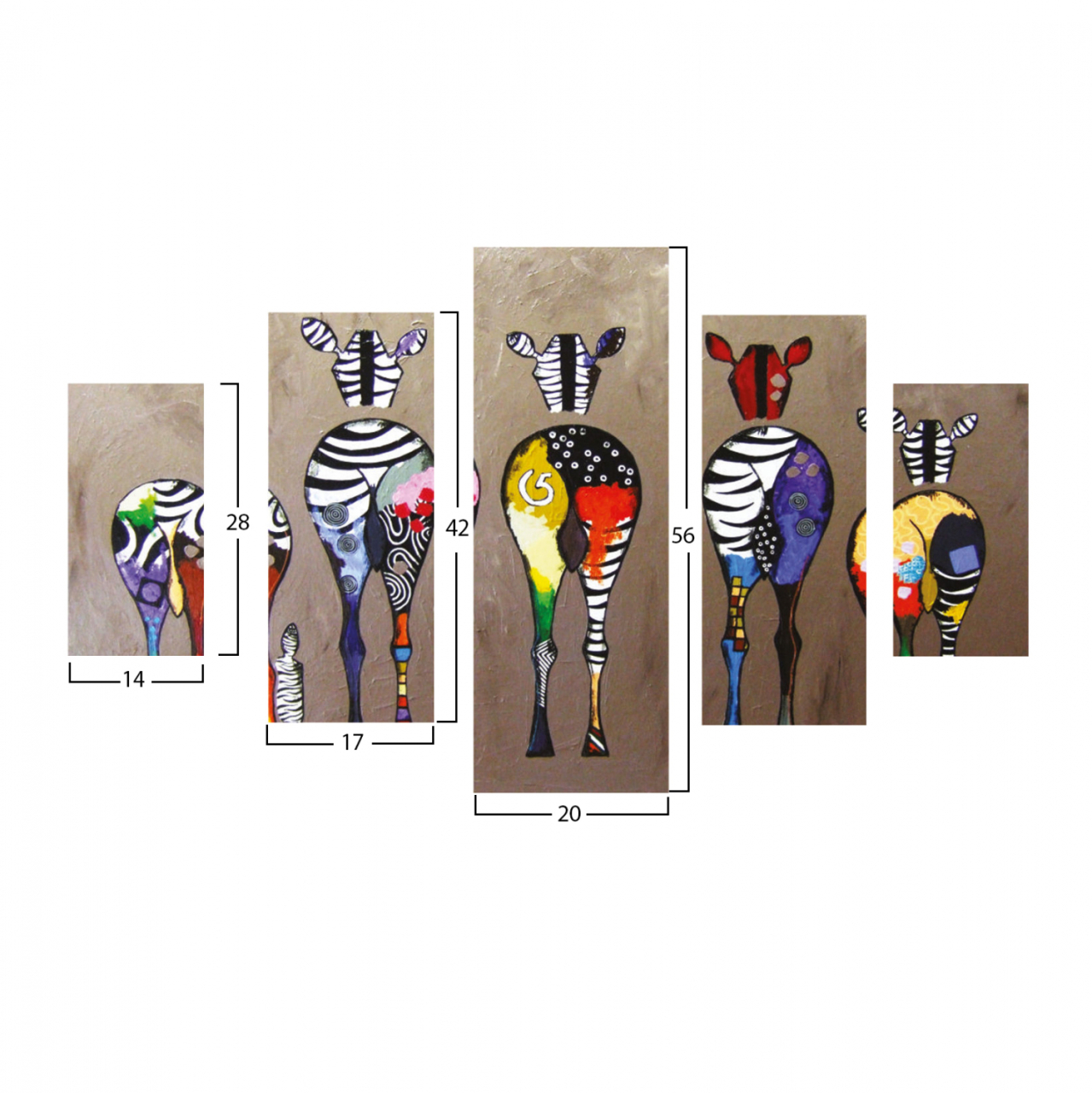 5 PCS MDF PAINTING COLORFUL ZEBRAS 82Χ56x3 HM7207.03 [2]