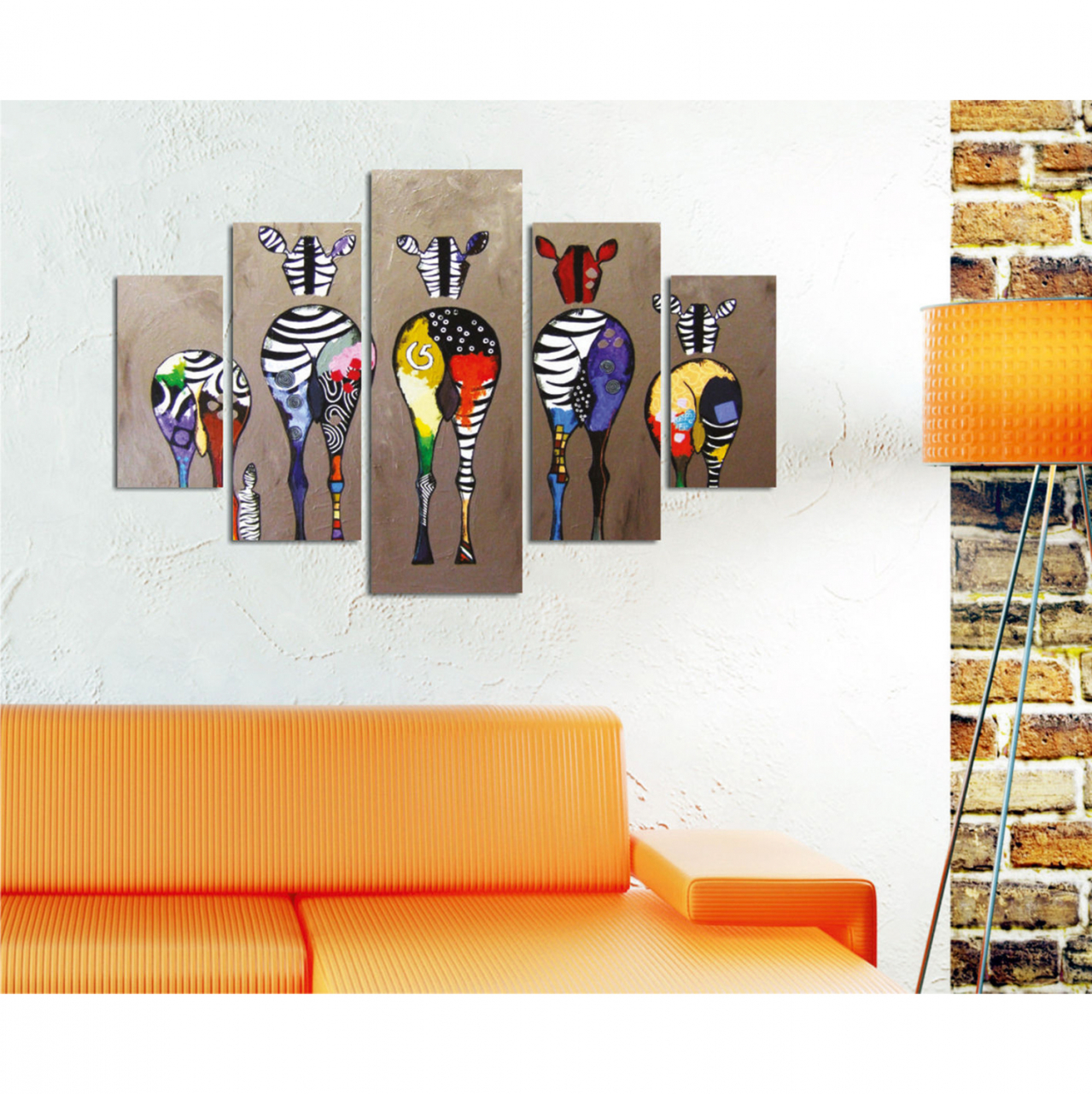 5 PCS MDF PAINTING COLORFUL ZEBRAS 82Χ56x3 HM7207.03 [3]