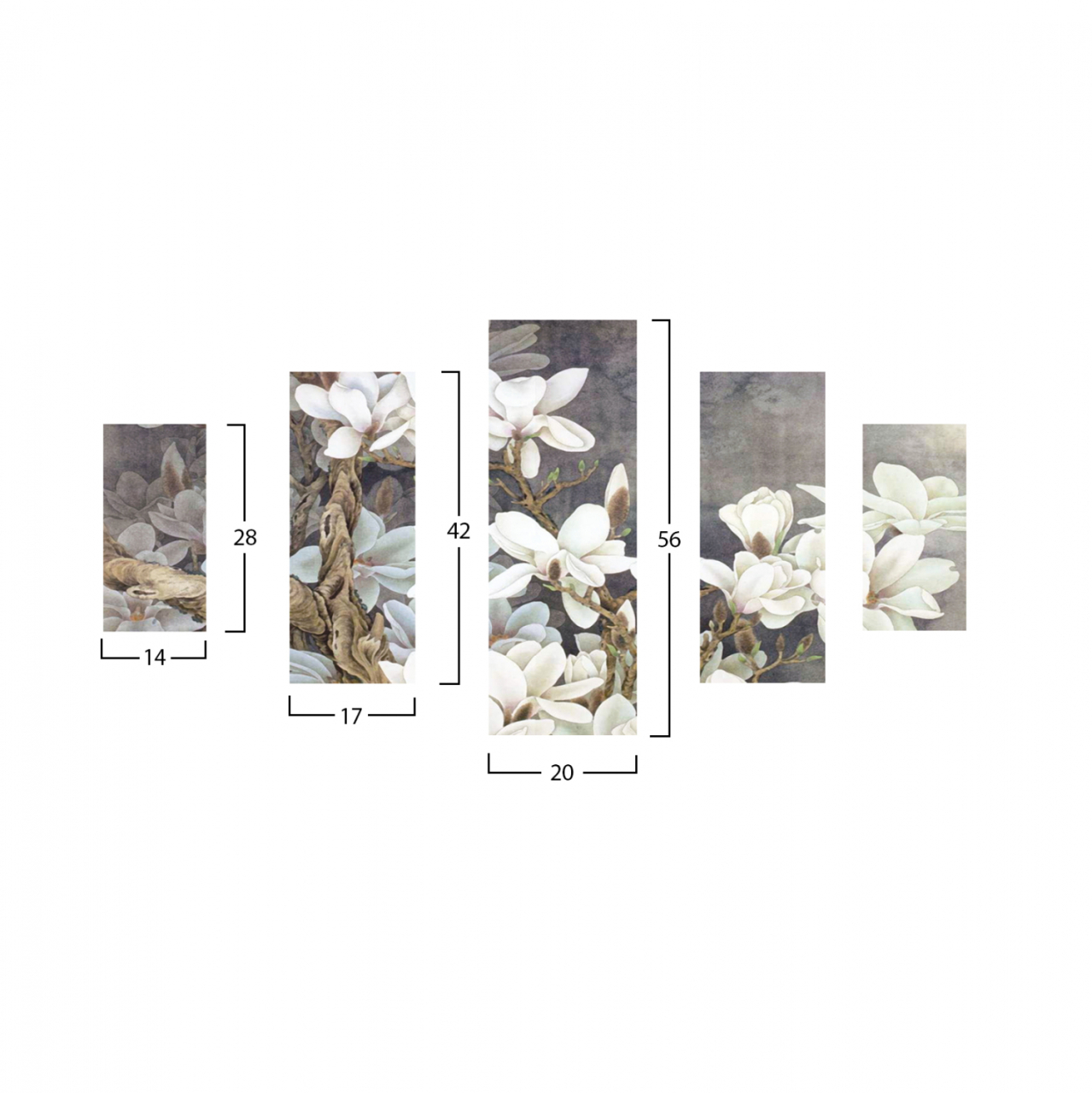 5 PCS MDF PAINTING MAGNOLIA KOBUS HM7207.01 82X56x0,3 cm. [2]
