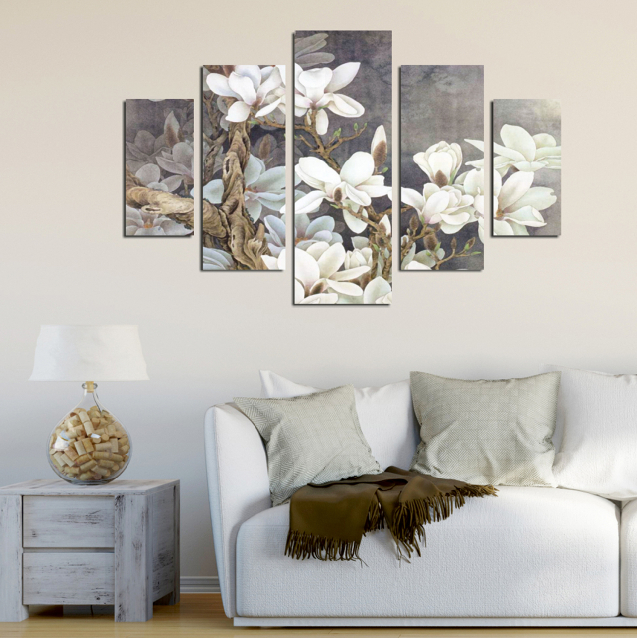 5 PCS MDF PAINTING MAGNOLIA KOBUS HM7207.01 82X56x0,3 cm. [3]