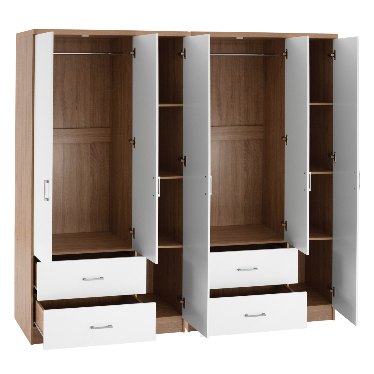 6-LEAF WARDROBE CAESAR HM21236.02 MELAMINE IN SONAMA and WHITE 180x42,5Χ181Hcm. [3]