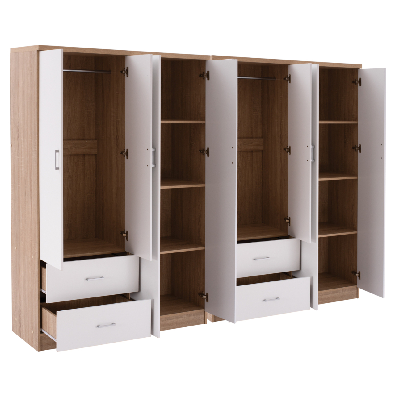 8-LEAF WARDROBE BRIANA HM21237.02 MELAMINE IN SONAMA and WHITE 241x42,5Χ180,5Hcm. [3]
