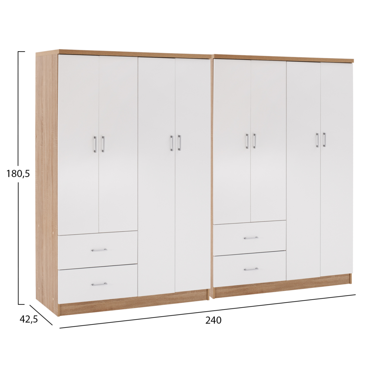 8-LEAF WARDROBE BRIANA HM21237.02 MELAMINE IN SONAMA and WHITE 241x42,5Χ180,5Hcm. [2]