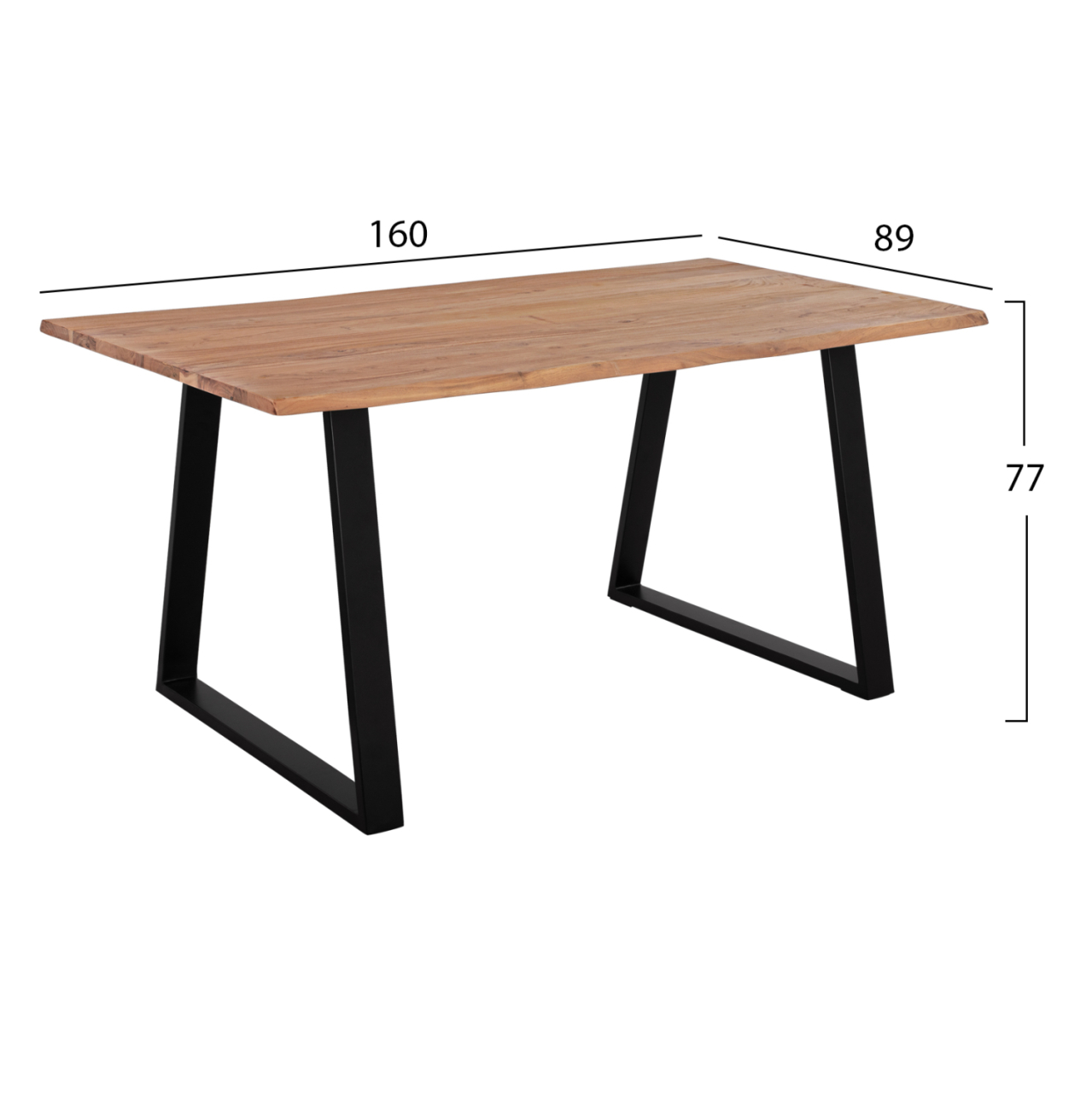 ACACIA DINING TABLE HM8500.11 SOLID ACACIA WITH BLACK LEGS 160X90X76H CM [2]