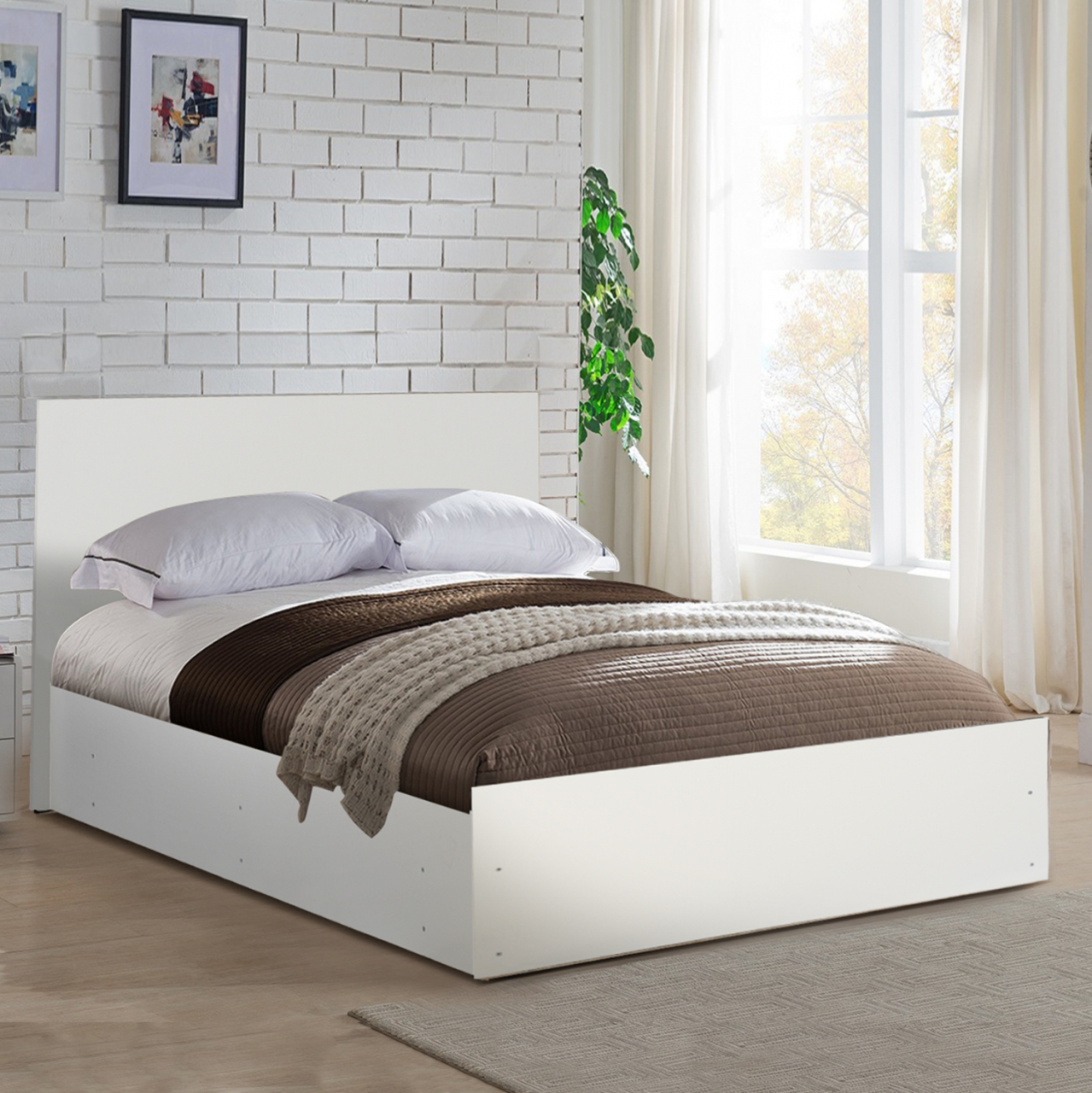 ADLER MELAMINE BED FOR MATTRESS 160Χ200cm. WHITE HM2432.03 [2]