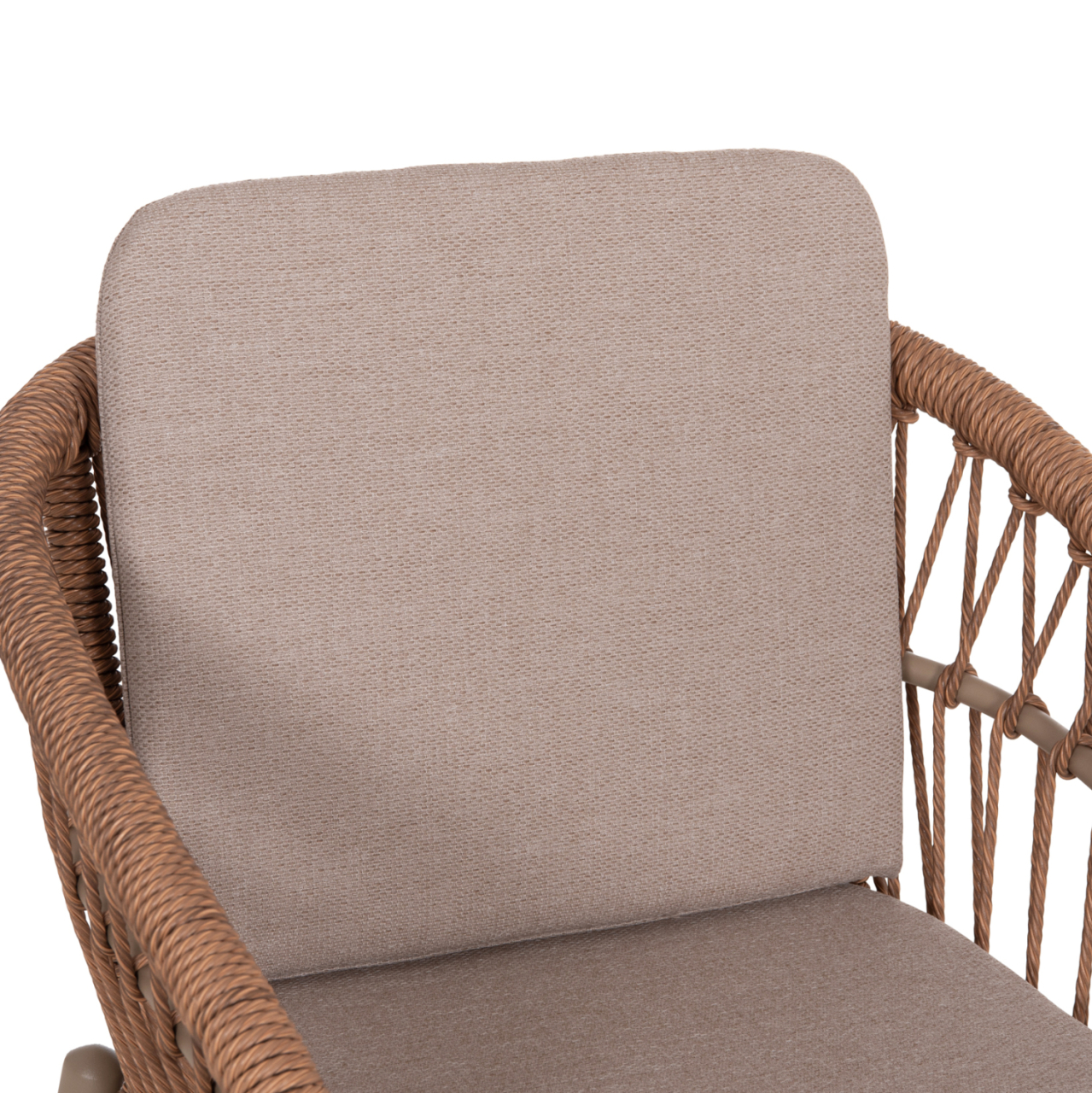 ALUMINUM ARMCHAIR GALDIN HM6272.03 CAPPUCCINO FRAME-BEIGE CUSHIONS--P.E. RATTAN 65x60x76Hcm [7]