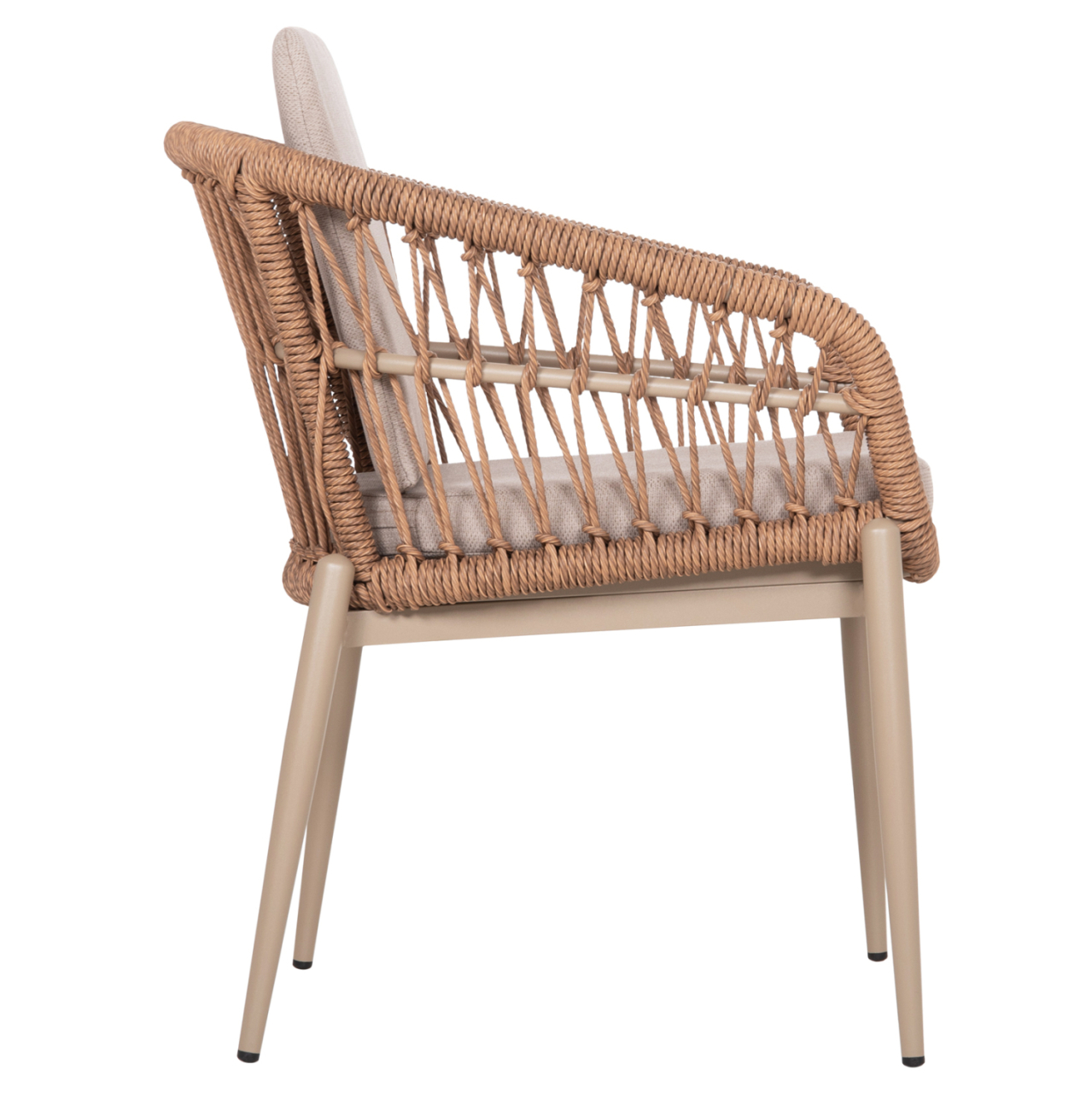 ALUMINUM ARMCHAIR GALDIN HM6272.03 CAPPUCCINO FRAME-BEIGE CUSHIONS--P.E. RATTAN 65x60x76Hcm [4]