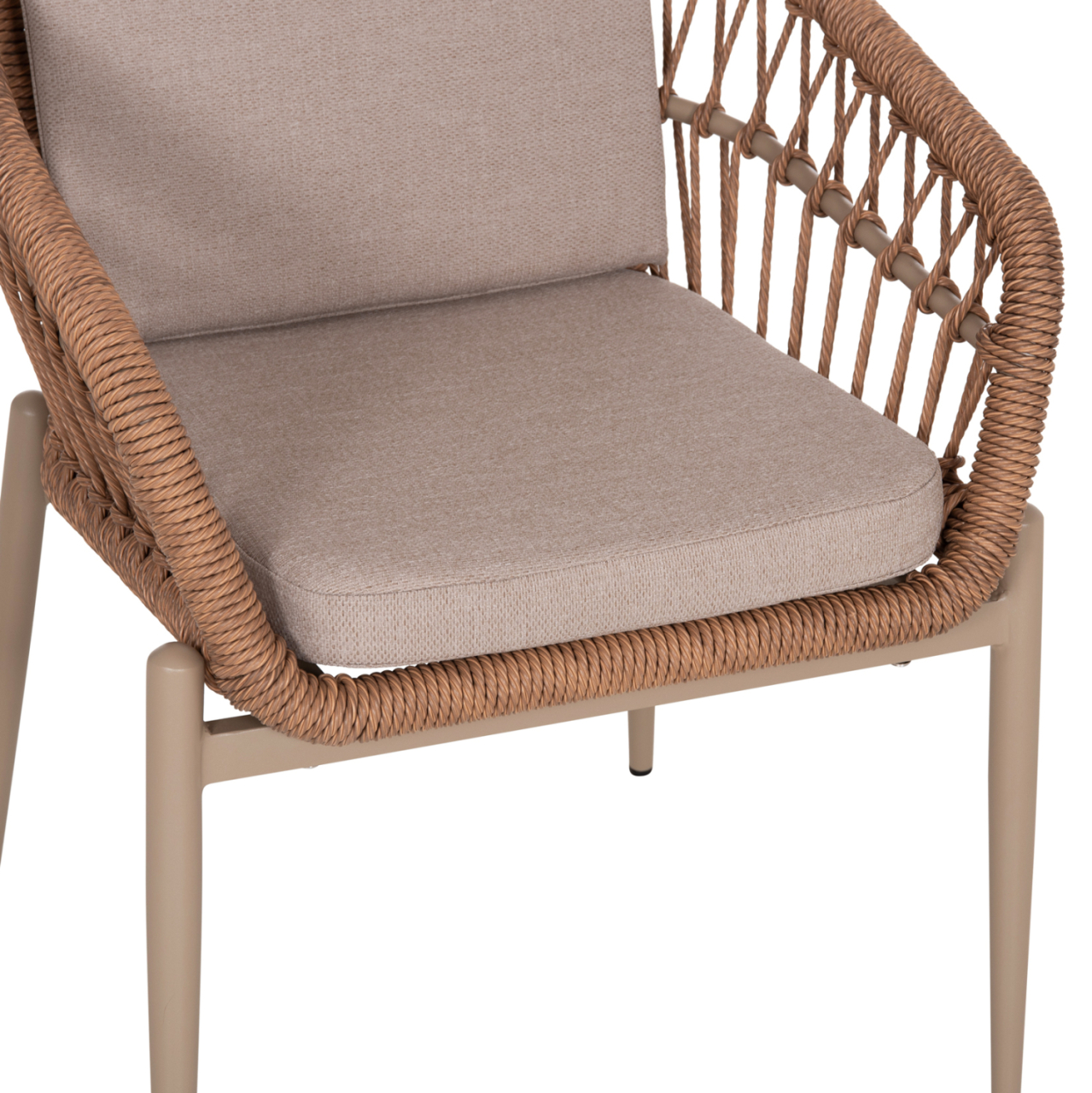 ALUMINUM ARMCHAIR GALDIN HM6272.03 CAPPUCCINO FRAME-BEIGE CUSHIONS--P.E. RATTAN 65x60x76Hcm [8]