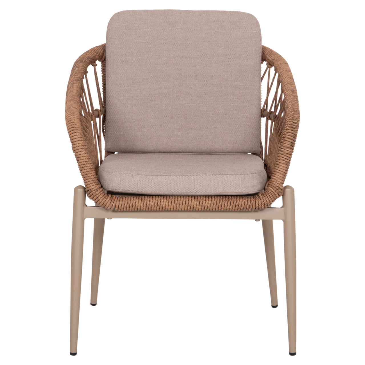 ALUMINUM ARMCHAIR GALDIN HM6272.03 CAPPUCCINO FRAME-BEIGE CUSHIONS--P.E. RATTAN 65x60x76Hcm [3]
