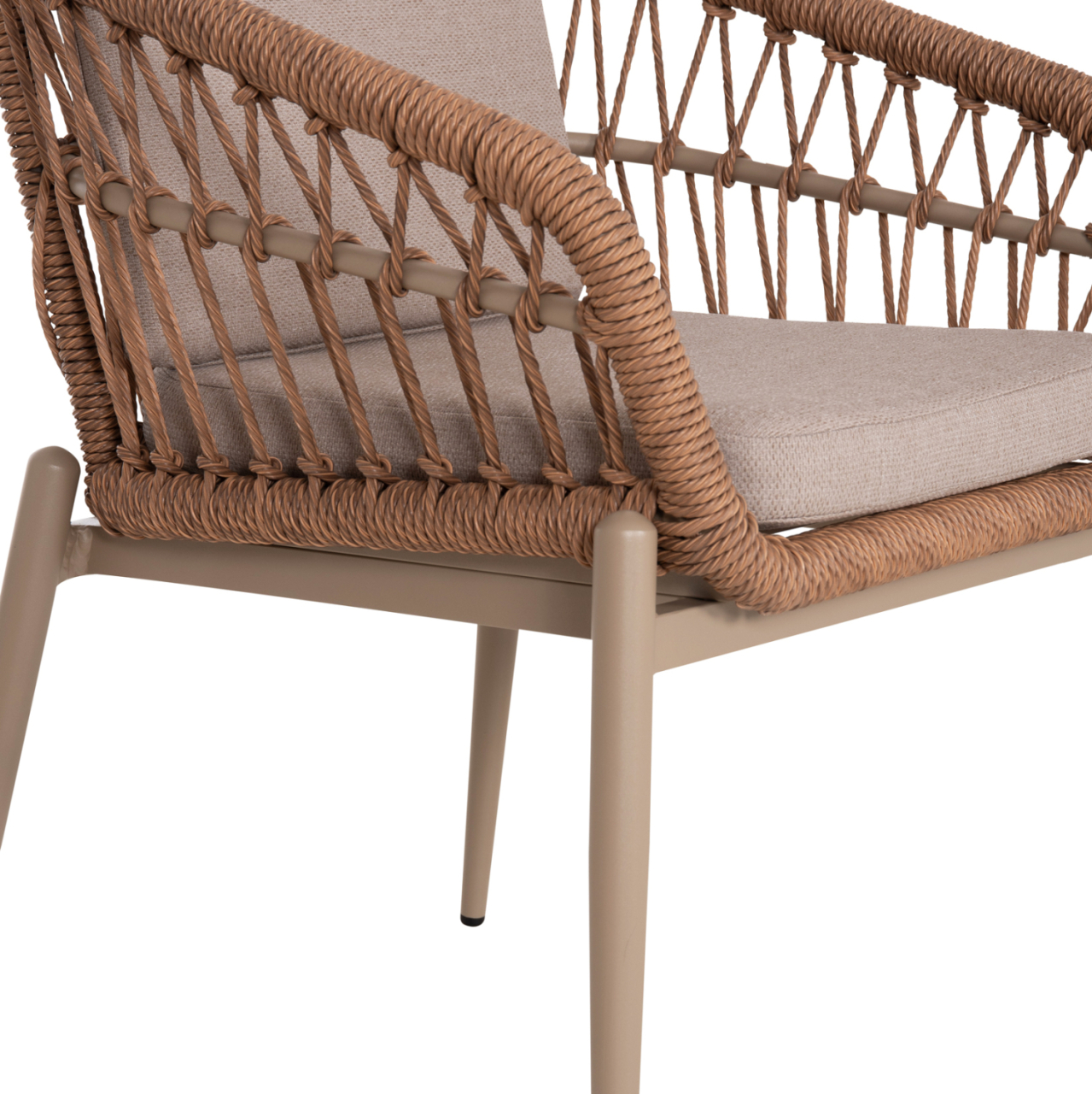 ALUMINUM ARMCHAIR GALDIN HM6272.03 CAPPUCCINO FRAME-BEIGE CUSHIONS--P.E. RATTAN 65x60x76Hcm [9]