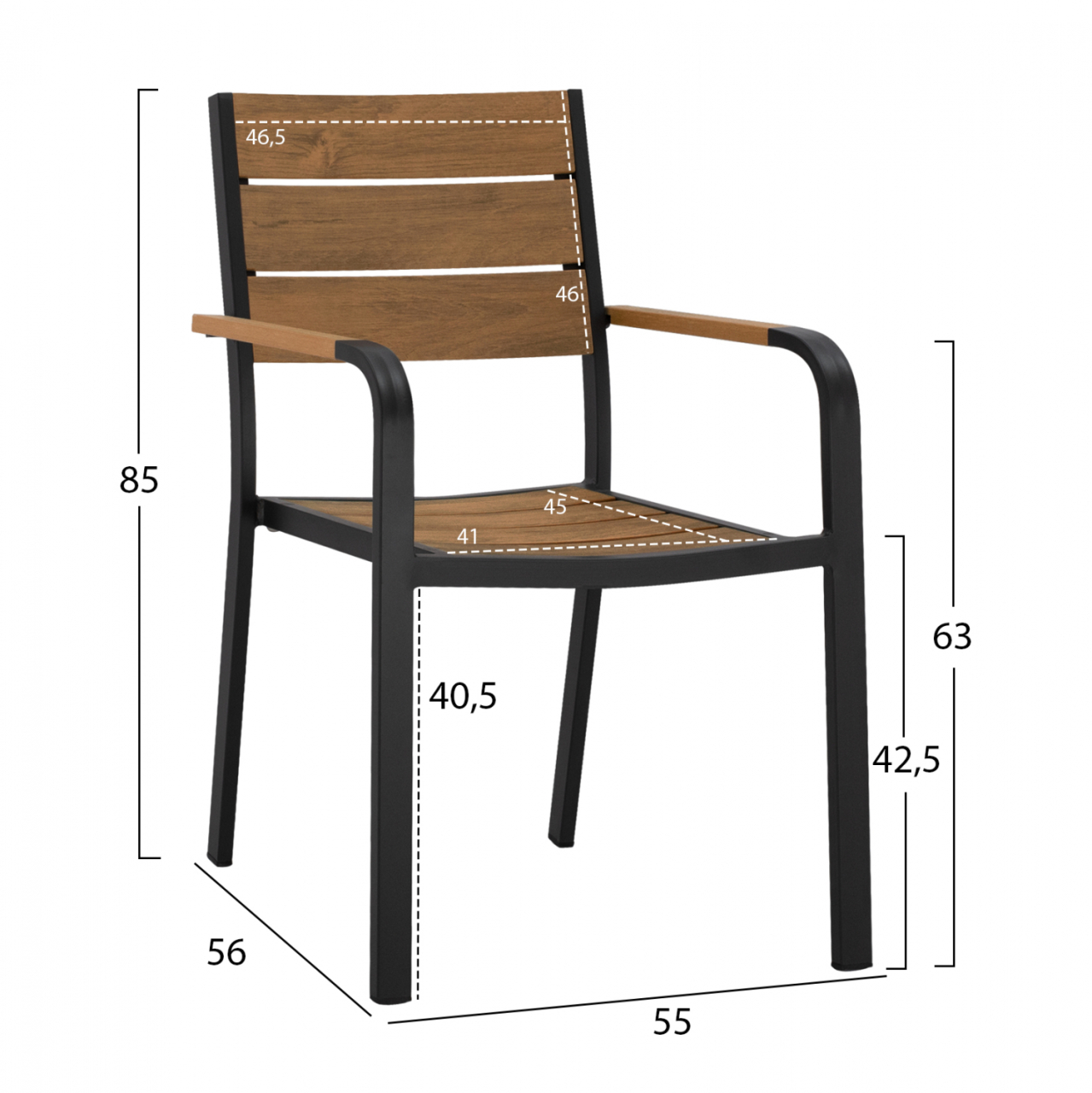 Aluminum Armchair Grey with Polywood HM5127.02 55x56x85 cm. [2]