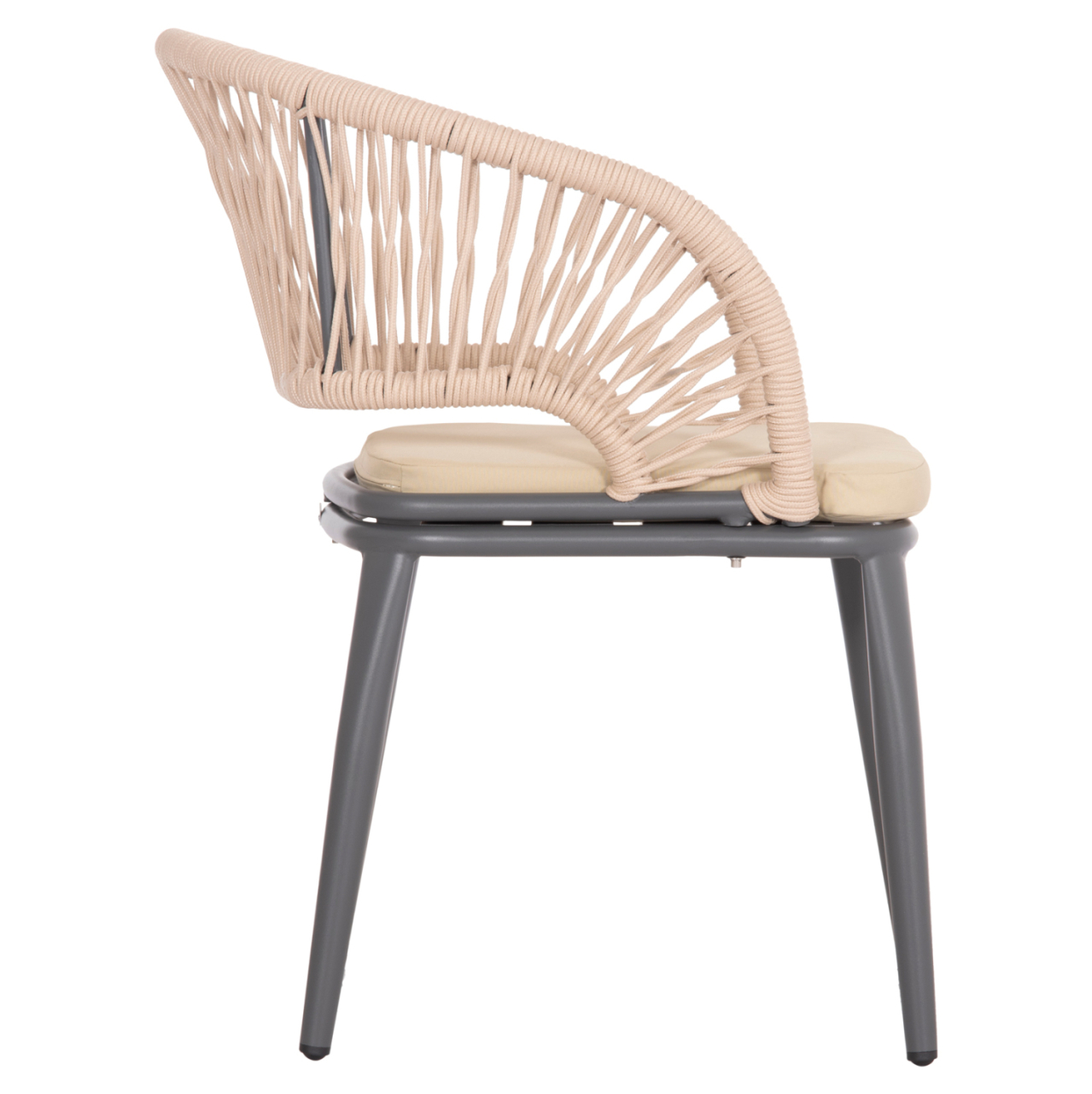 ALUMINUM ARMCHAIR MAGNET HM6287.01 DRAK GREY FRAME-P.E.ROPE IN BEIGE 59x61x81.5Hcm. [4]