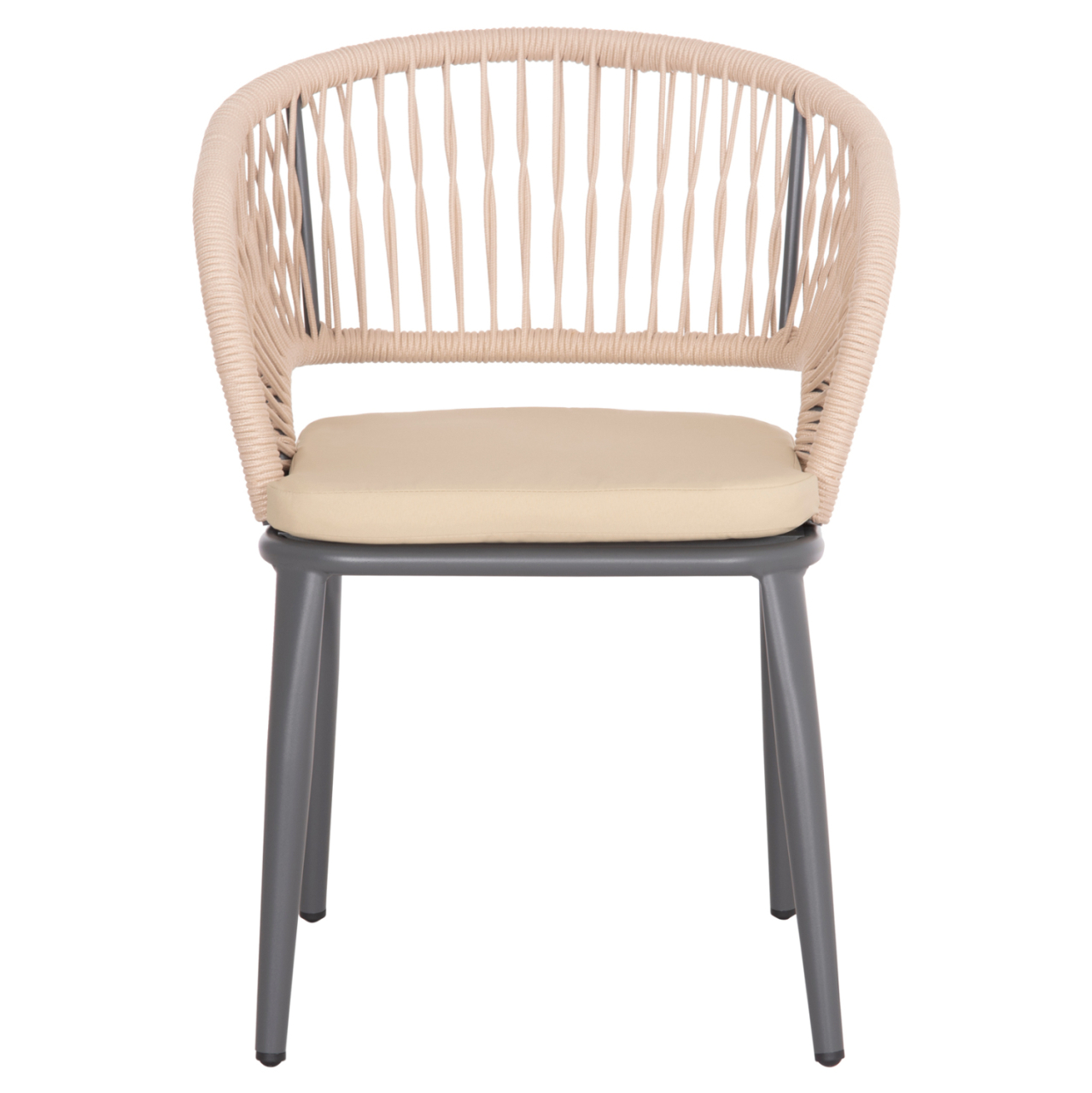 ALUMINUM ARMCHAIR MAGNET HM6287.01 DRAK GREY FRAME-P.E.ROPE IN BEIGE 59x61x81.5Hcm. [3]
