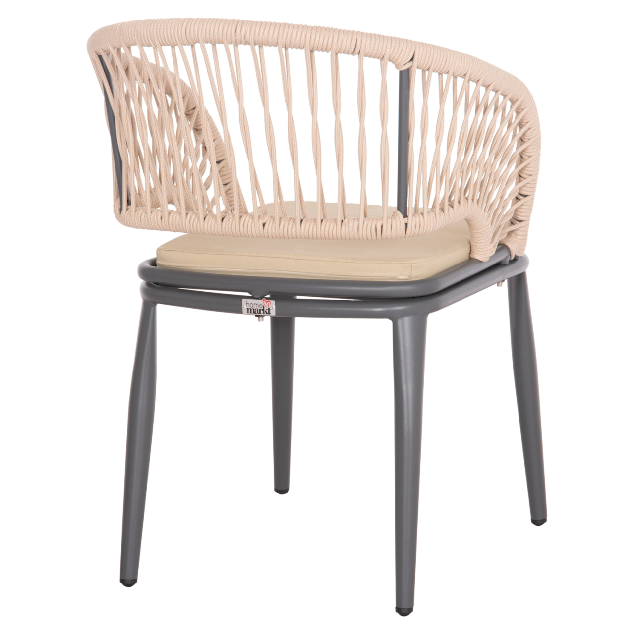 ALUMINUM ARMCHAIR MAGNET HM6287.01 DRAK GREY FRAME-P.E.ROPE IN BEIGE 59x61x81.5Hcm. [5]