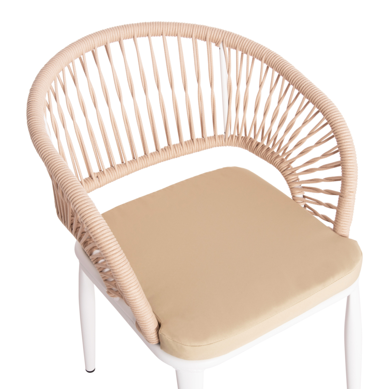 ALUMINUM ARMCHAIR MAGNET HM6287.02 WHITE FRAME-P.E.ROPE IN BEIGE 59x61x81.5Hcm. [7]