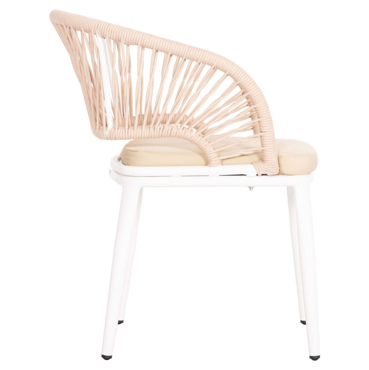 ALUMINUM ARMCHAIR MAGNET HM6287.02 WHITE FRAME-P.E.ROPE IN BEIGE 59x61x81.5Hcm. [4]