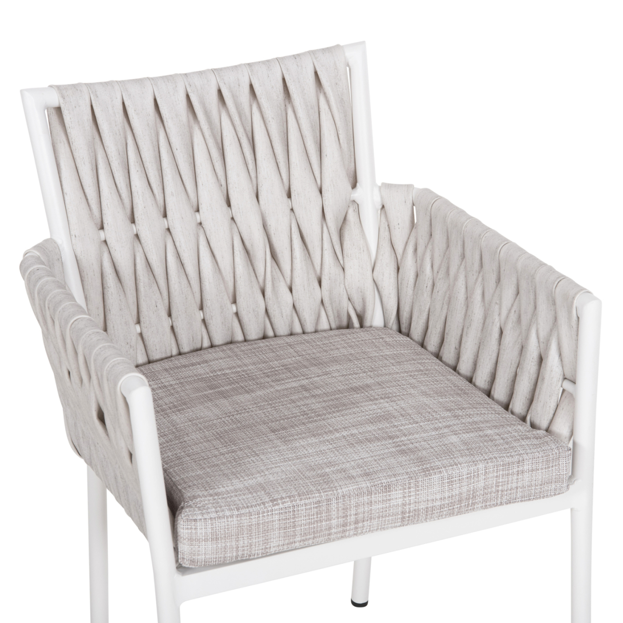 ALUMINUM ARMCHAIR MARTIN HM5564.11 WHITE FRAME AND OFF-WHITE SYNTHETIC RATTAN 56x56x80Hcm. [7]