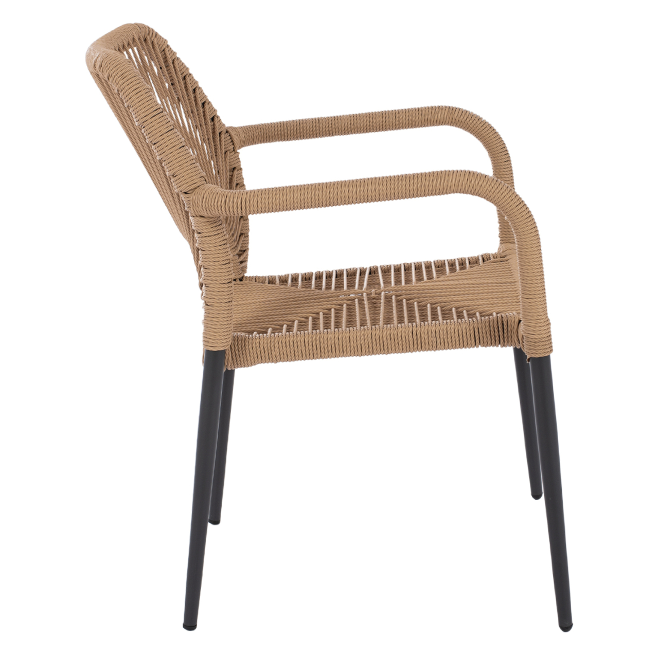 ALUMINUM ARMCHAIR NOJO HM5771.02 GREY WITH BEIGE P.E.TWIST RATTAN 55x63x82Hcm. [4]