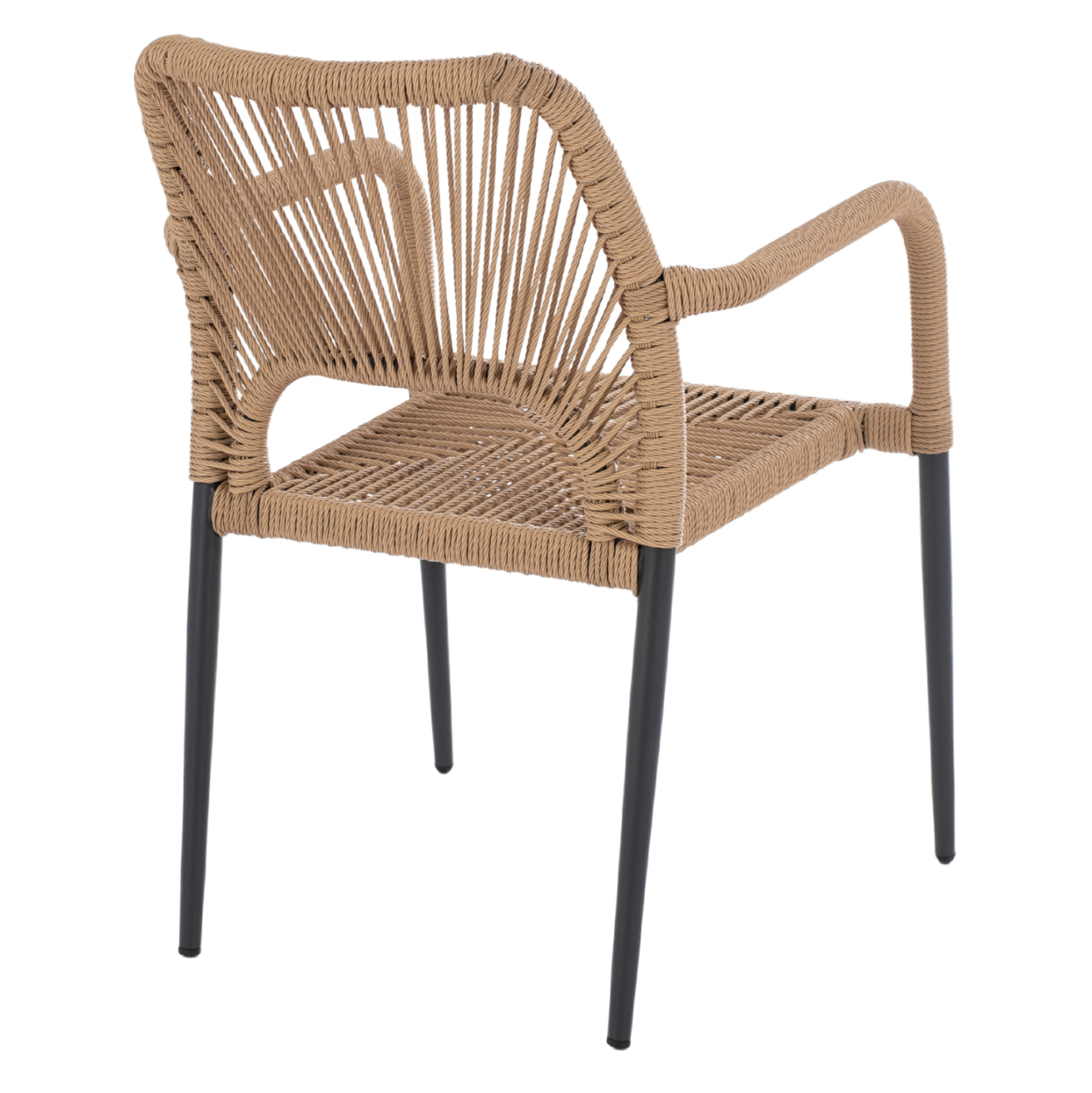 ALUMINUM ARMCHAIR NOJO HM5771.02 GREY WITH BEIGE P.E.TWIST RATTAN 55x63x82Hcm. [5]