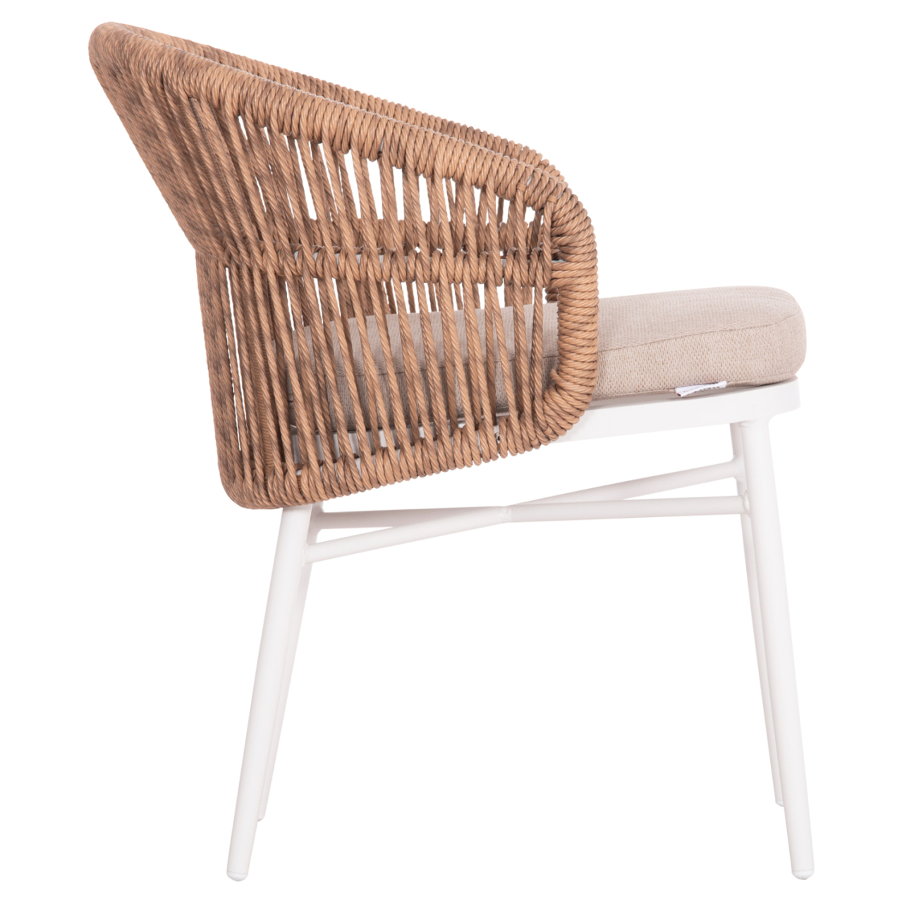 ALUMINUM ARMCHAIR ORIN HM6265.02 WHITE-P.E. RATTAN NATURAL-BEIGE CUSHION 58x61x75Hcm. [4]