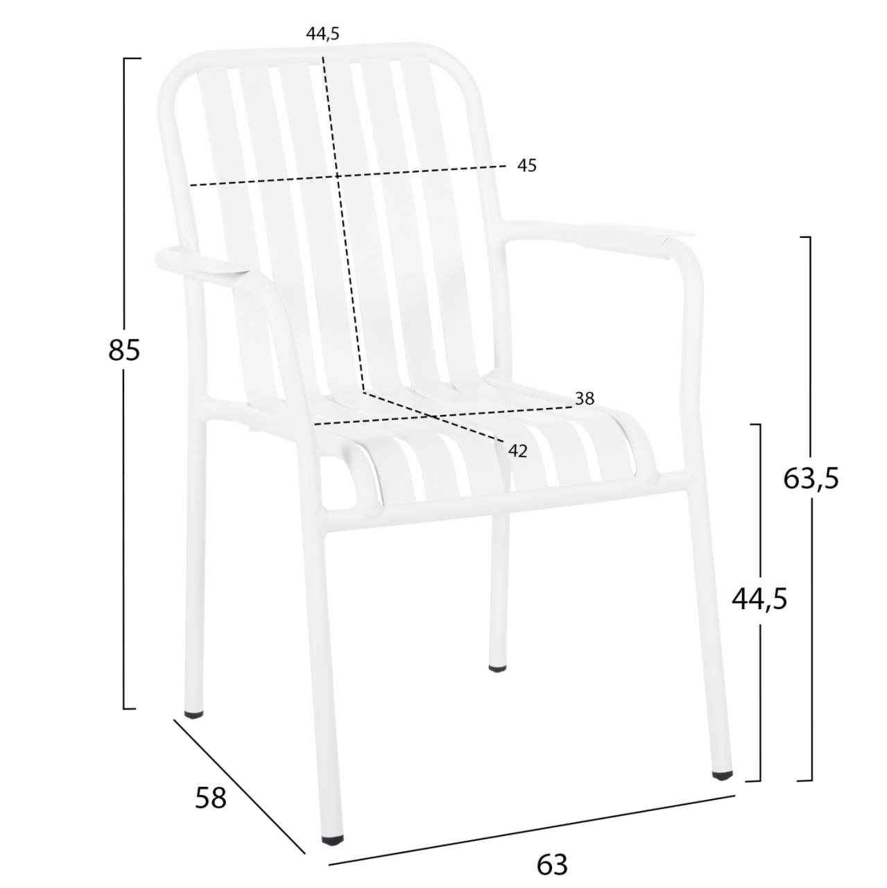 ALUMINUM ARMCHAIR RACHEL HM6088.02 WHITE 63x58x85Hcm. [2]