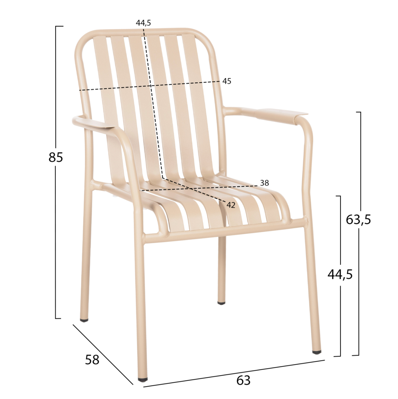 ALUMINUM ARMCHAIR RACHEL HM6088.04 CHAMPAGNE COLOR 63x58x85Hcm. [2]