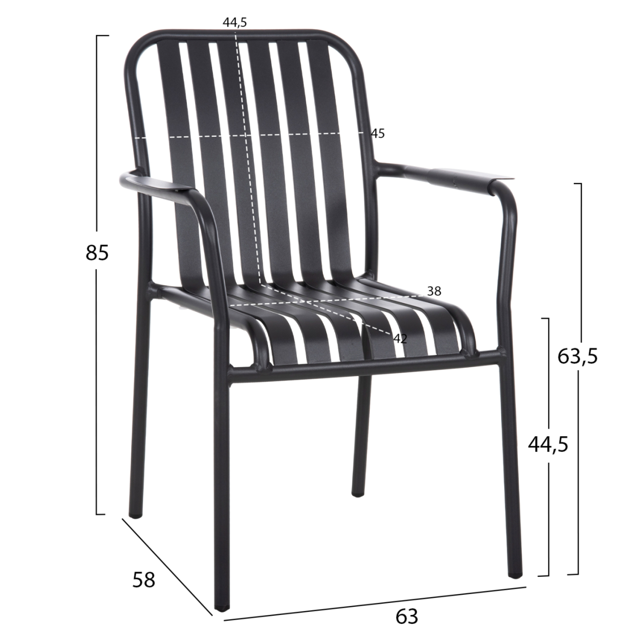 ALUMINUM ARMCHAIR RACHEL HM6088.10 ANTHRACITE 63x58x85Hcm. [2]