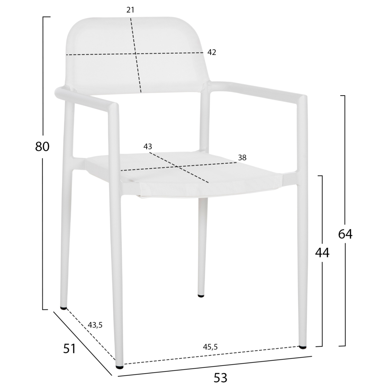 ALUMINUM ARMCHAIR RONNY HM5998.02 WHITE FRAME and WHITE TEXTILENE 53x51x80Hcm. [2]