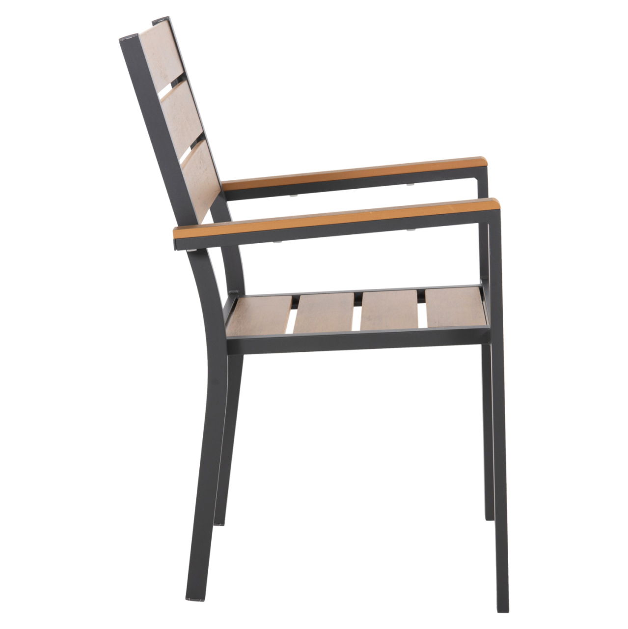 ALUMINUM ARMCHAIR SAGA HM5981.03 ANTHRACITE-POLYWOOD IN NATURAL 55x55x86Hcm. [3]
