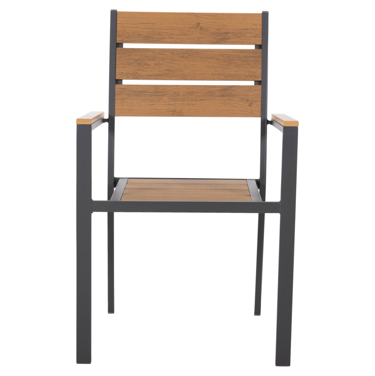 ALUMINUM ARMCHAIR SAGA HM5981.03 ANTHRACITE-POLYWOOD IN NATURAL 55x55x86Hcm. [2]