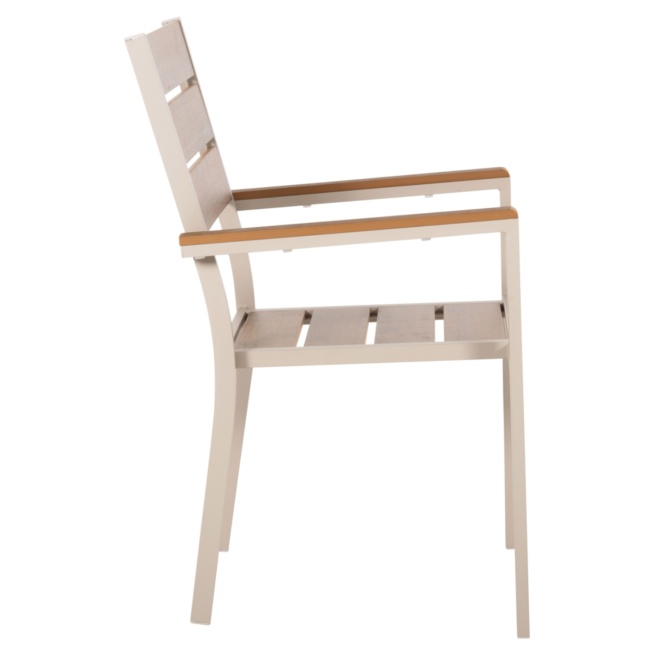 ALUMINUM ARMCHAIR SAGA HM5981.04 CHAMPAGNE-POLYWOOD IN NATURAL 55x55x86Hcm. [4]