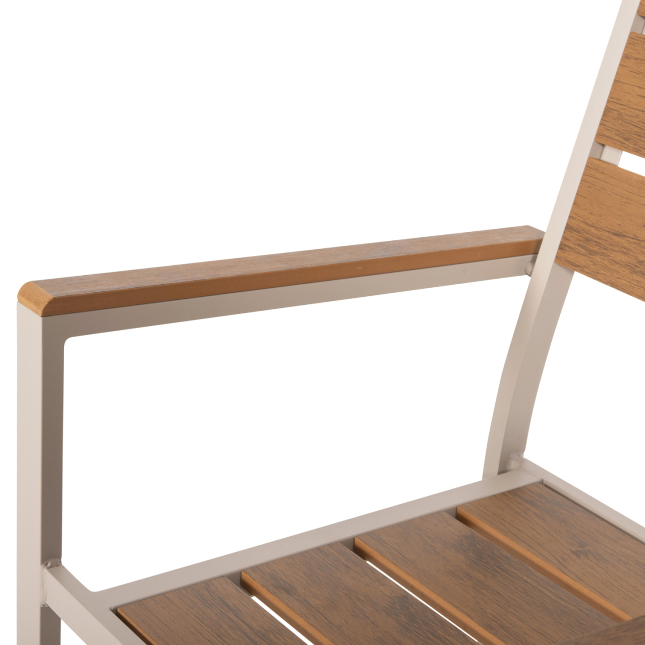 ALUMINUM ARMCHAIR SAGA HM5981.04 CHAMPAGNE-POLYWOOD IN NATURAL 55x55x86Hcm. [9]