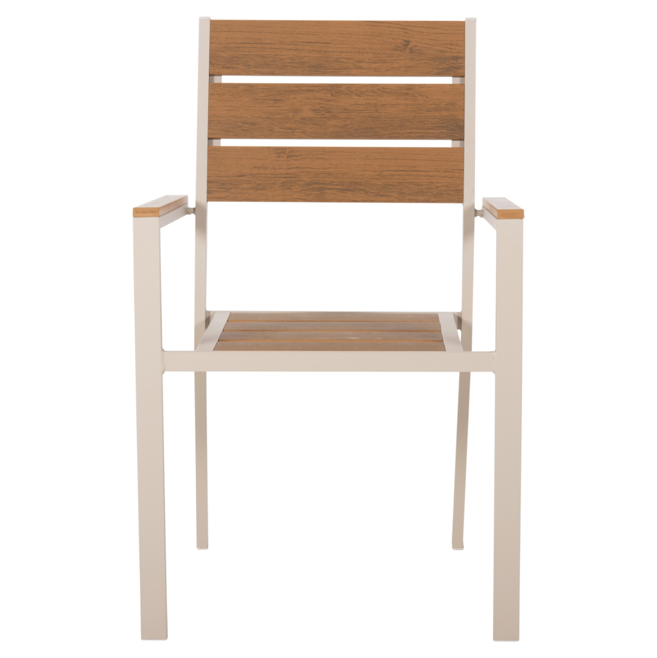ALUMINUM ARMCHAIR SAGA HM5981.04 CHAMPAGNE-POLYWOOD IN NATURAL 55x55x86Hcm. [3]