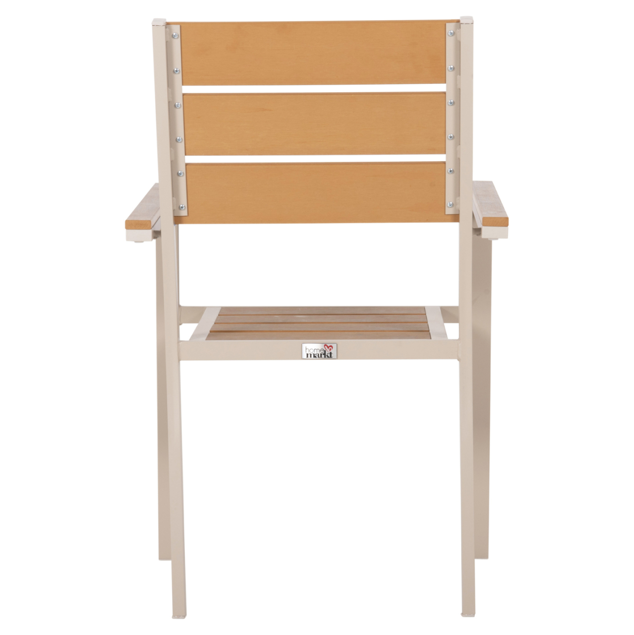 ALUMINUM ARMCHAIR SAGA HM5981.04 CHAMPAGNE-POLYWOOD IN NATURAL 55x55x86Hcm. [6]