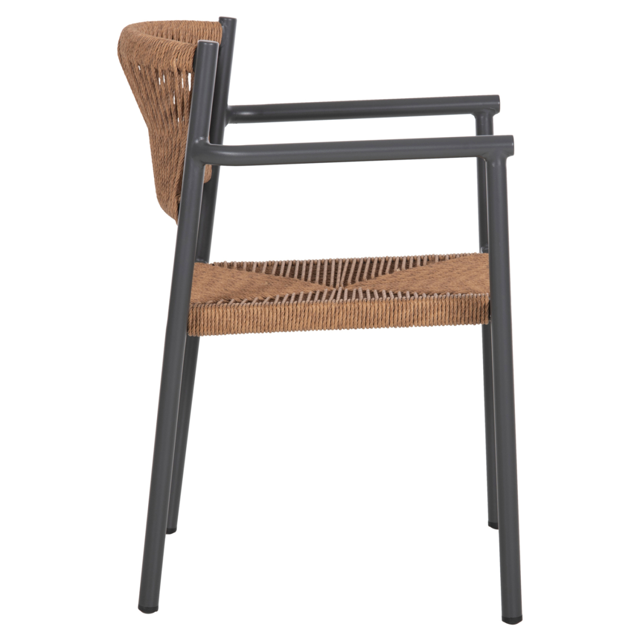 ALUMINUM ARMCHAIR STER HM5786.12 ANTHRACITE-SYNTHETIC RATTAN IN BEIGE 55,5x53x78Hcm. [4]