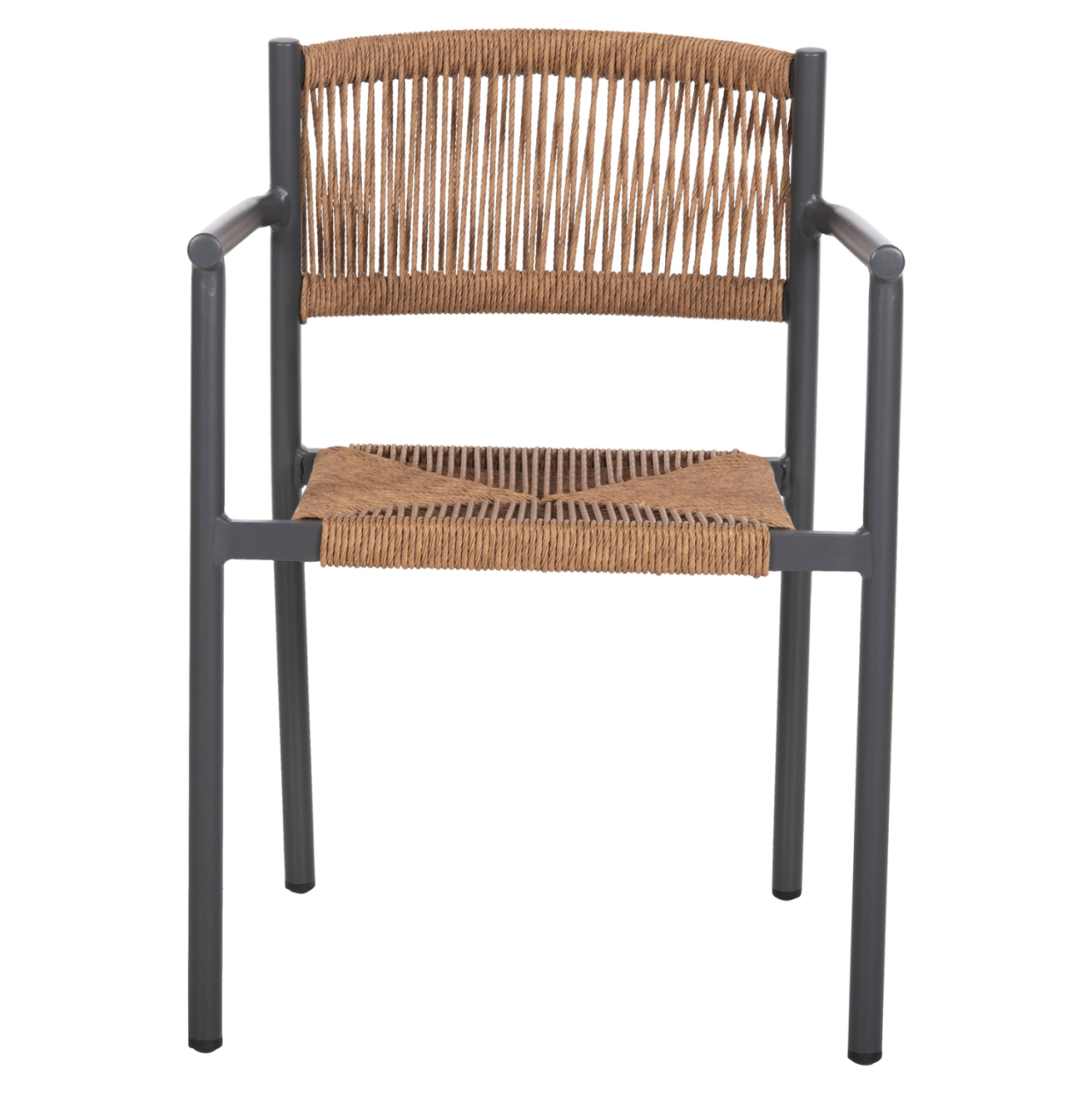 ALUMINUM ARMCHAIR STER HM5786.12 ANTHRACITE-SYNTHETIC RATTAN IN BEIGE 55,5x53x78Hcm. [3]