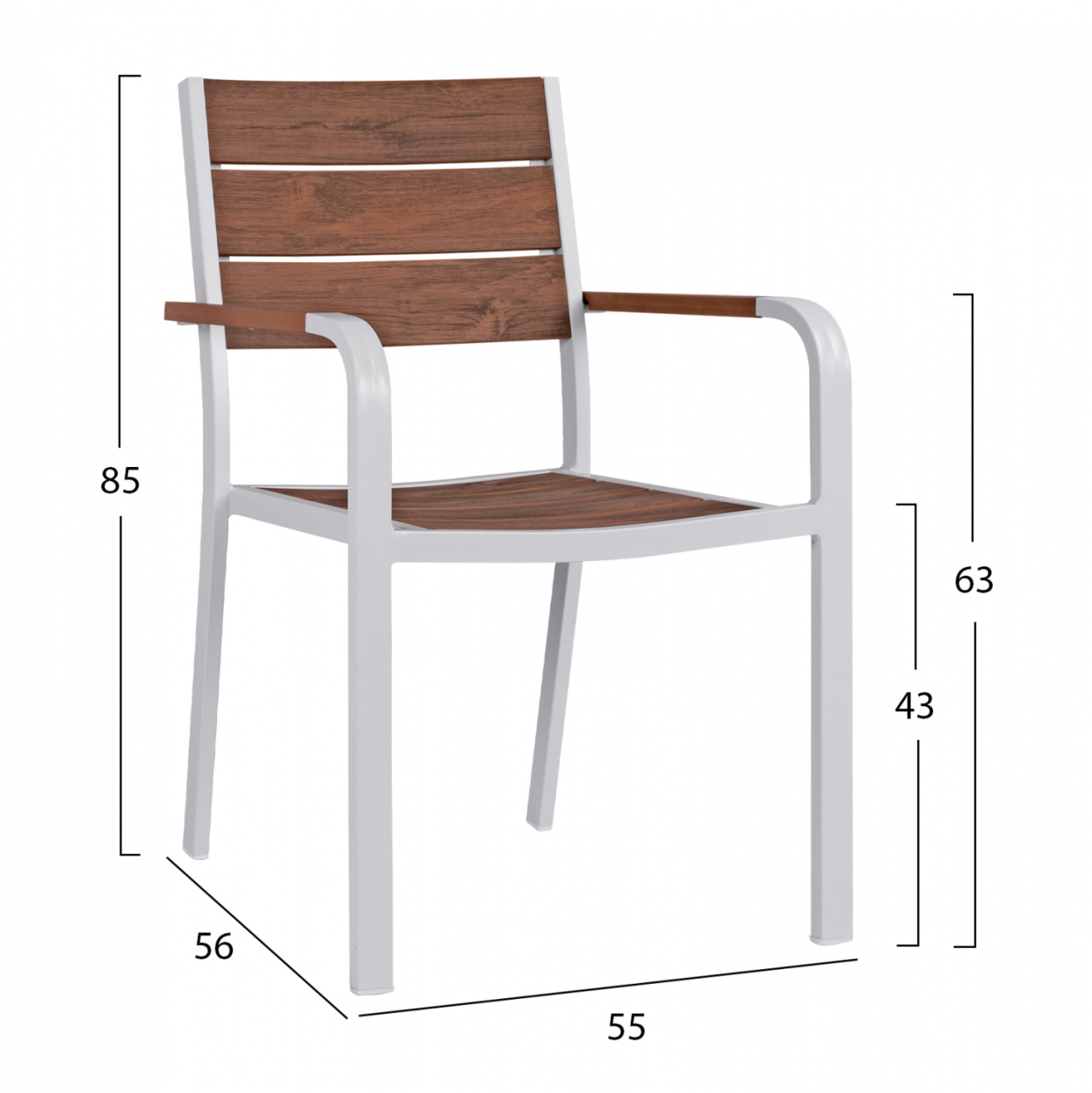 Aluminum Armchair White and Polywood HM5127.01 55x56x85 cm [2]