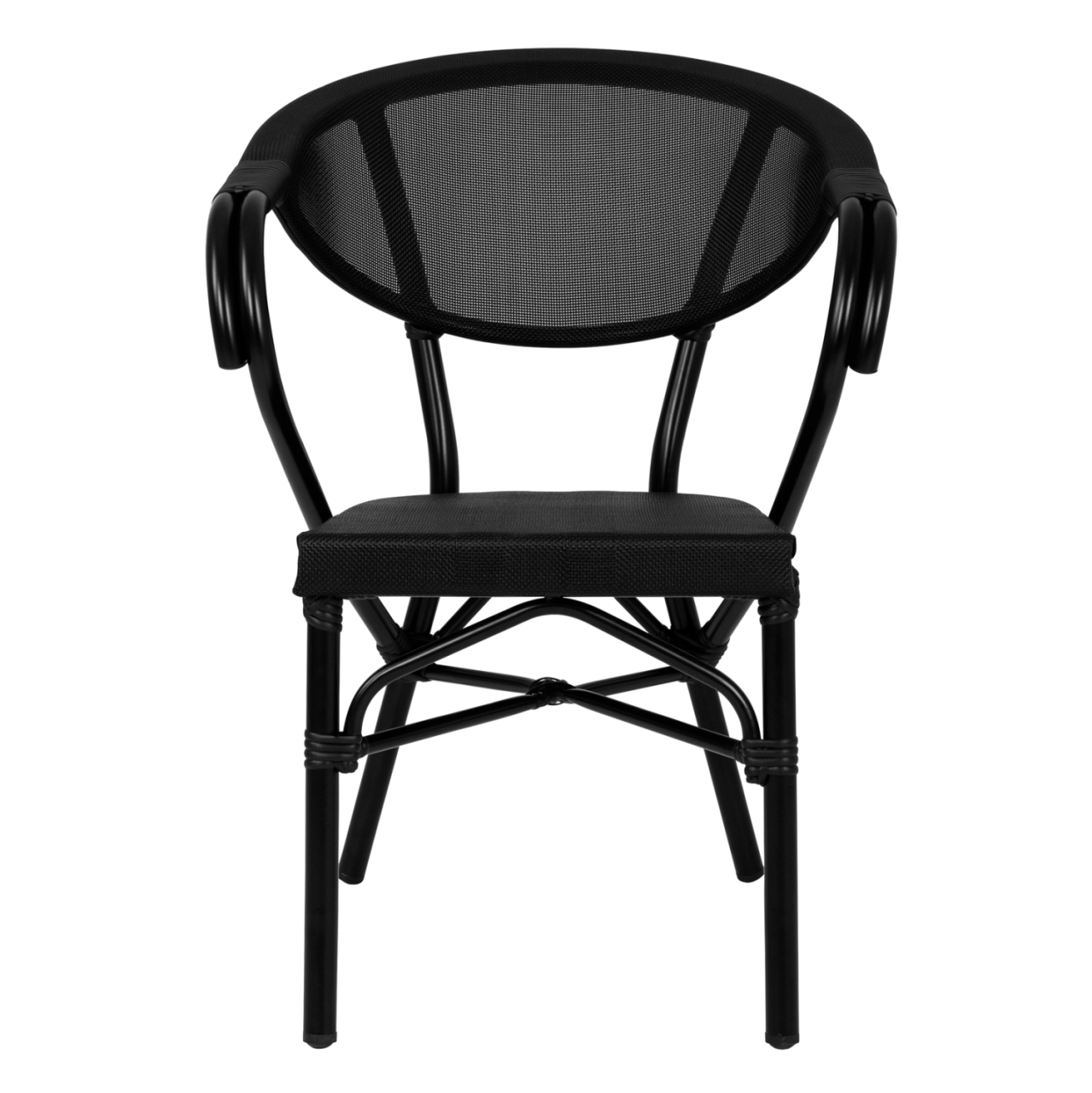 Aluminum Armchiar Bamboo Look Black with textline HM5025.02 59x60x82 cm [3]
