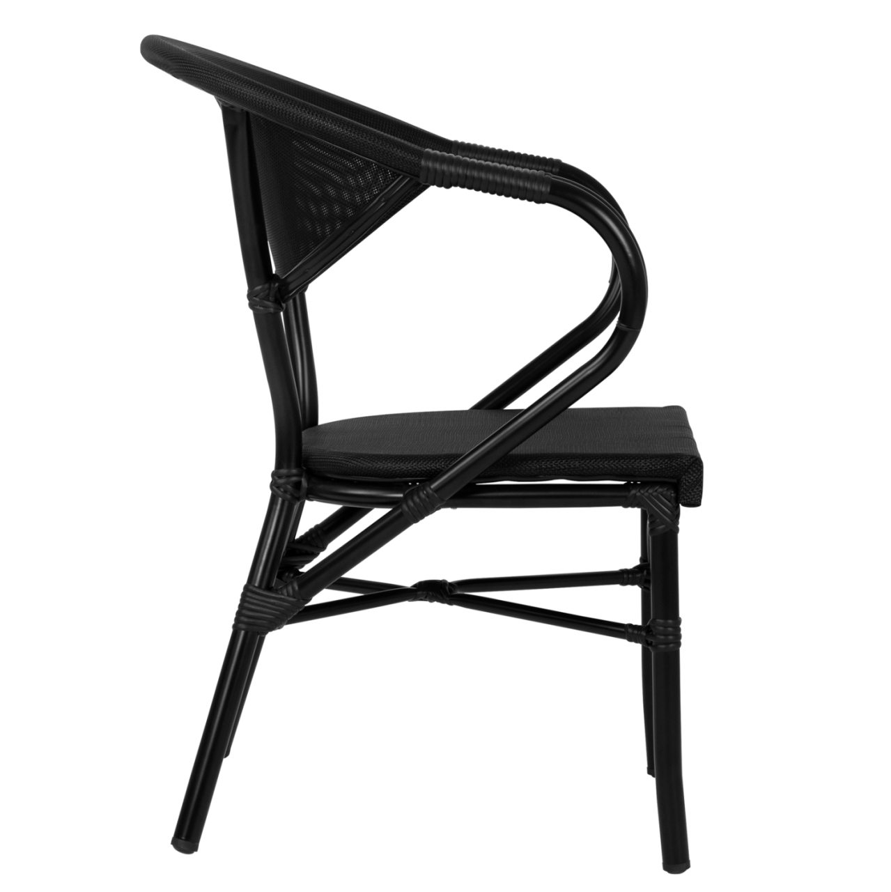 Aluminum Armchiar Bamboo Look Black with textline HM5025.02 59x60x82 cm [4]