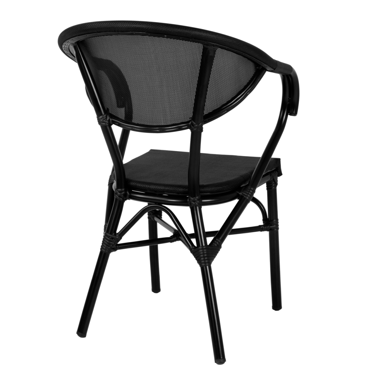 Aluminum Armchiar Bamboo Look Black with textline HM5025.02 59x60x82 cm [5]